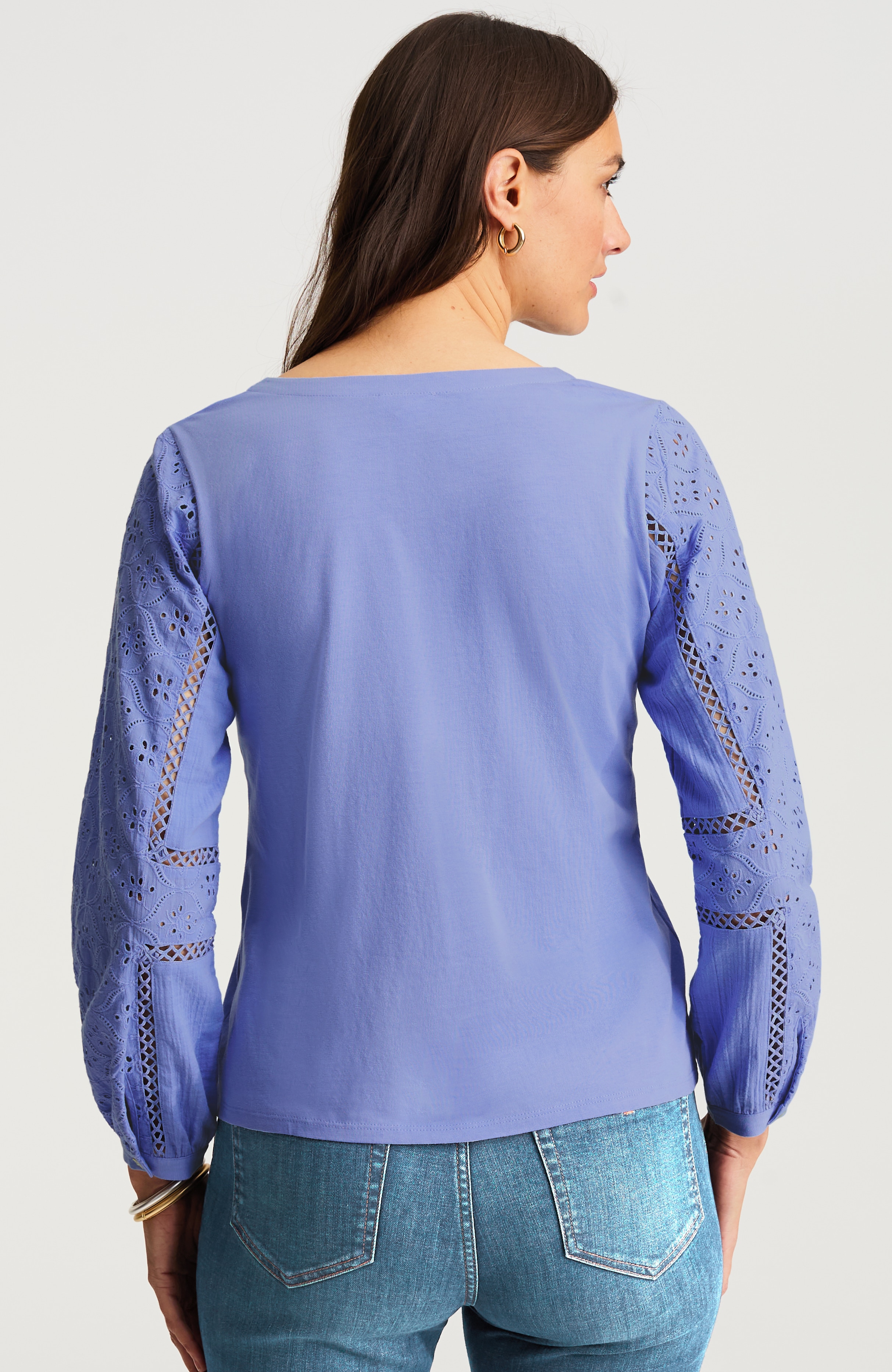 eyelet-trimmed jersey top