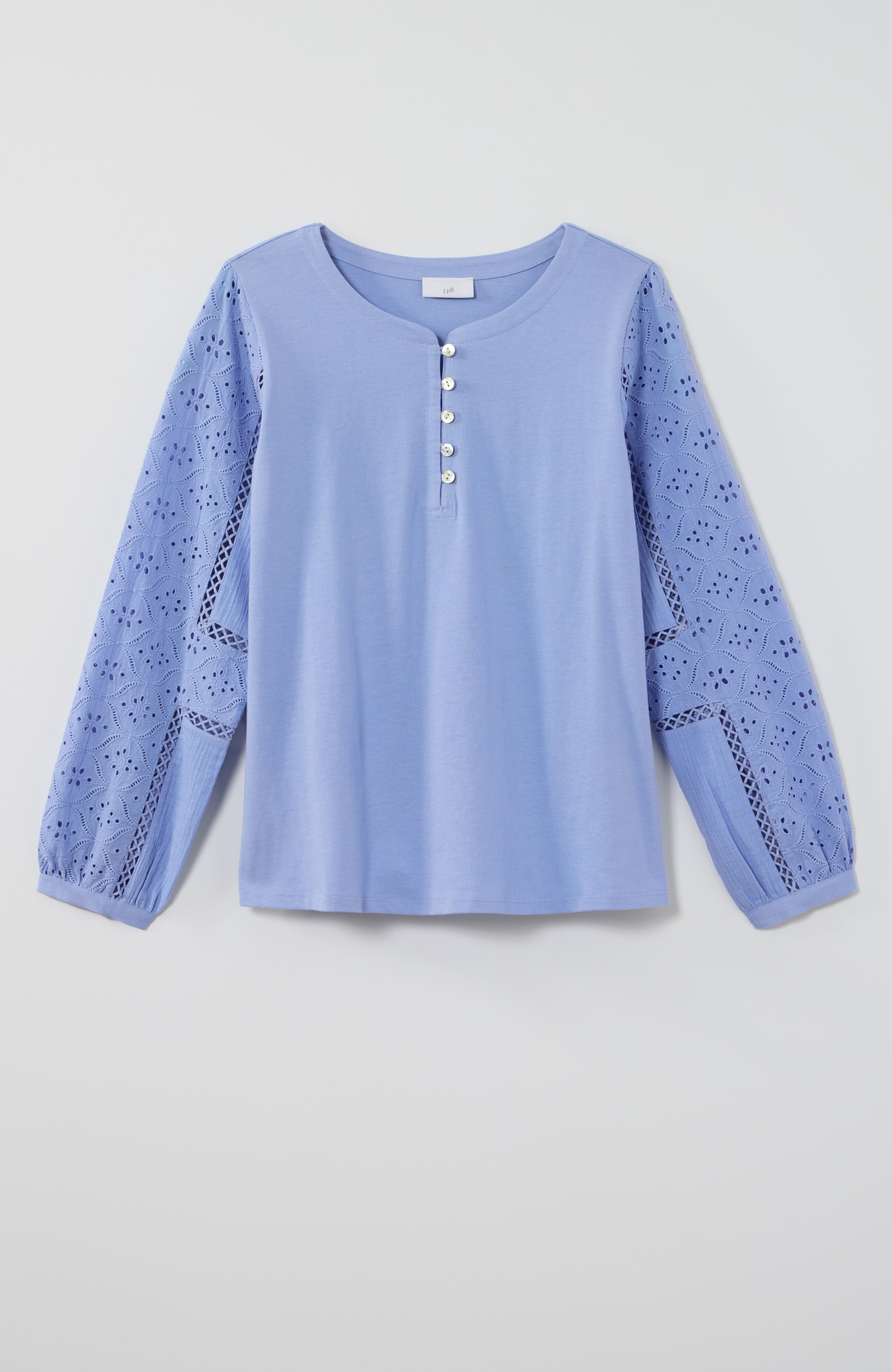 eyelet-trimmed jersey top