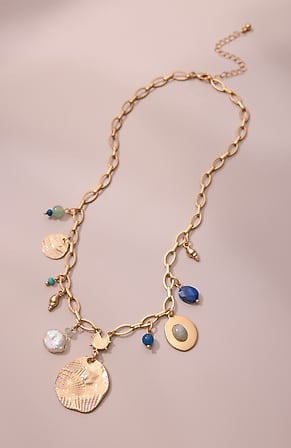Image for Semiprecious & Metal Charm Necklace