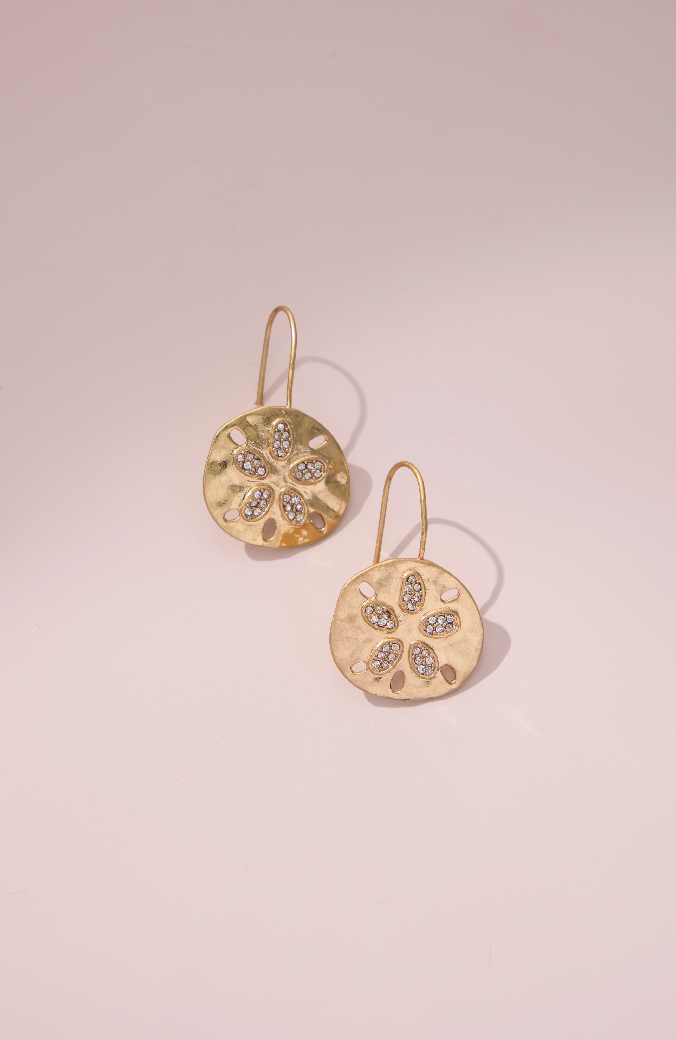 sparkling sand dollar drop earrings