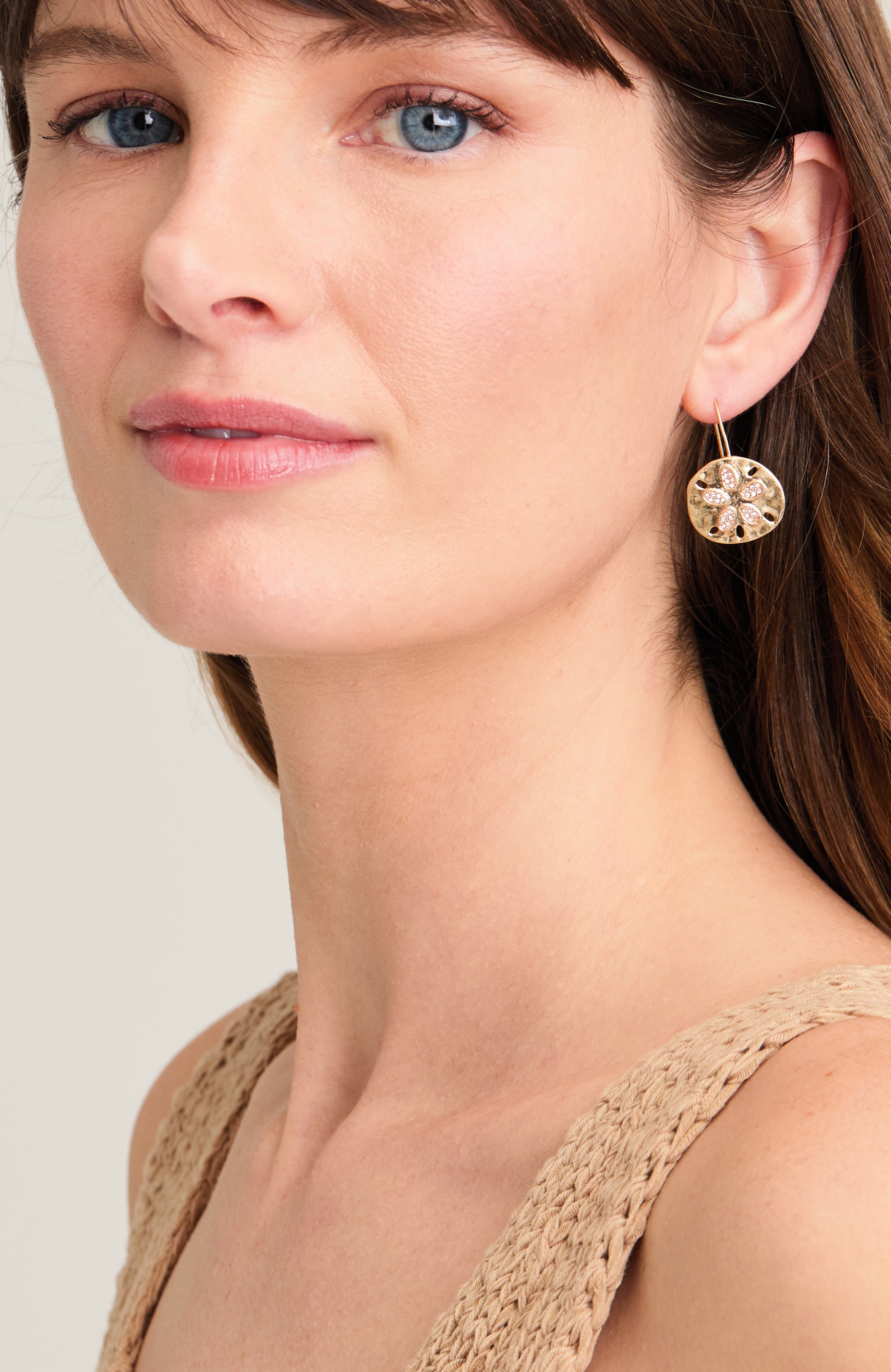 sparkling sand dollar drop earrings