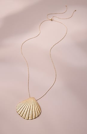 Image for Goldtone Scallop Pendant Necklace