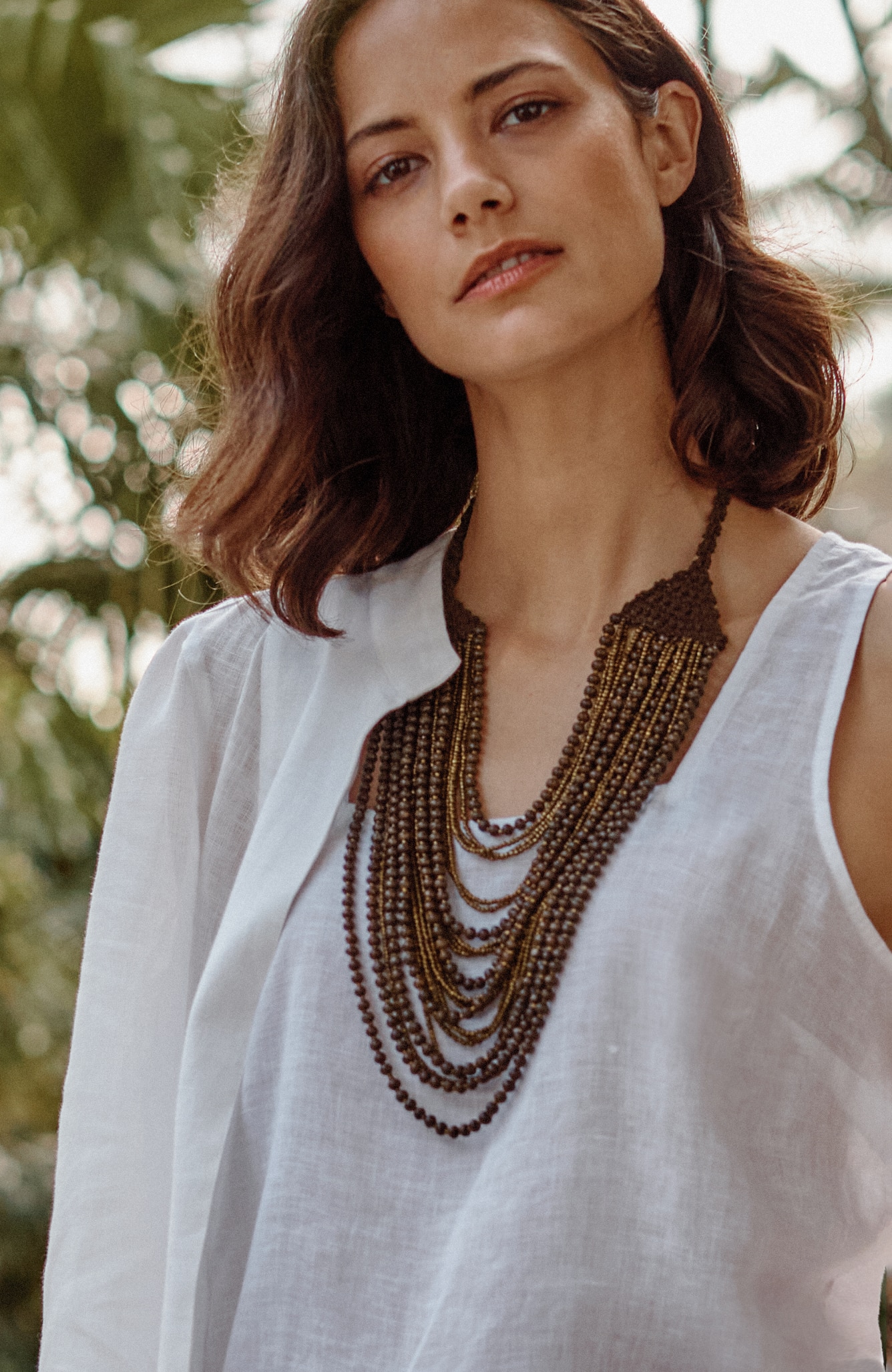 multistrand beaded statement necklace