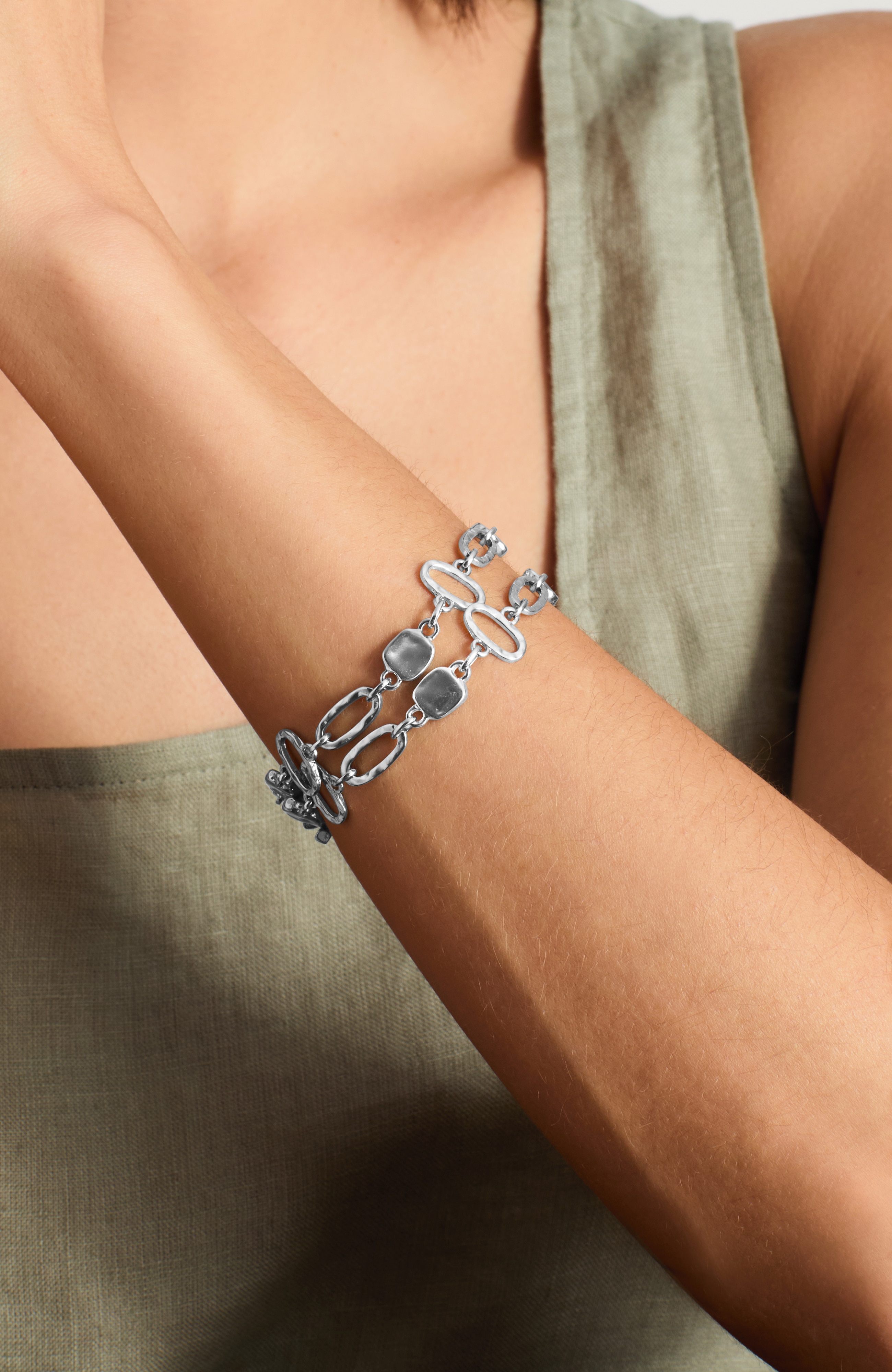 geometric layered chain bracelet