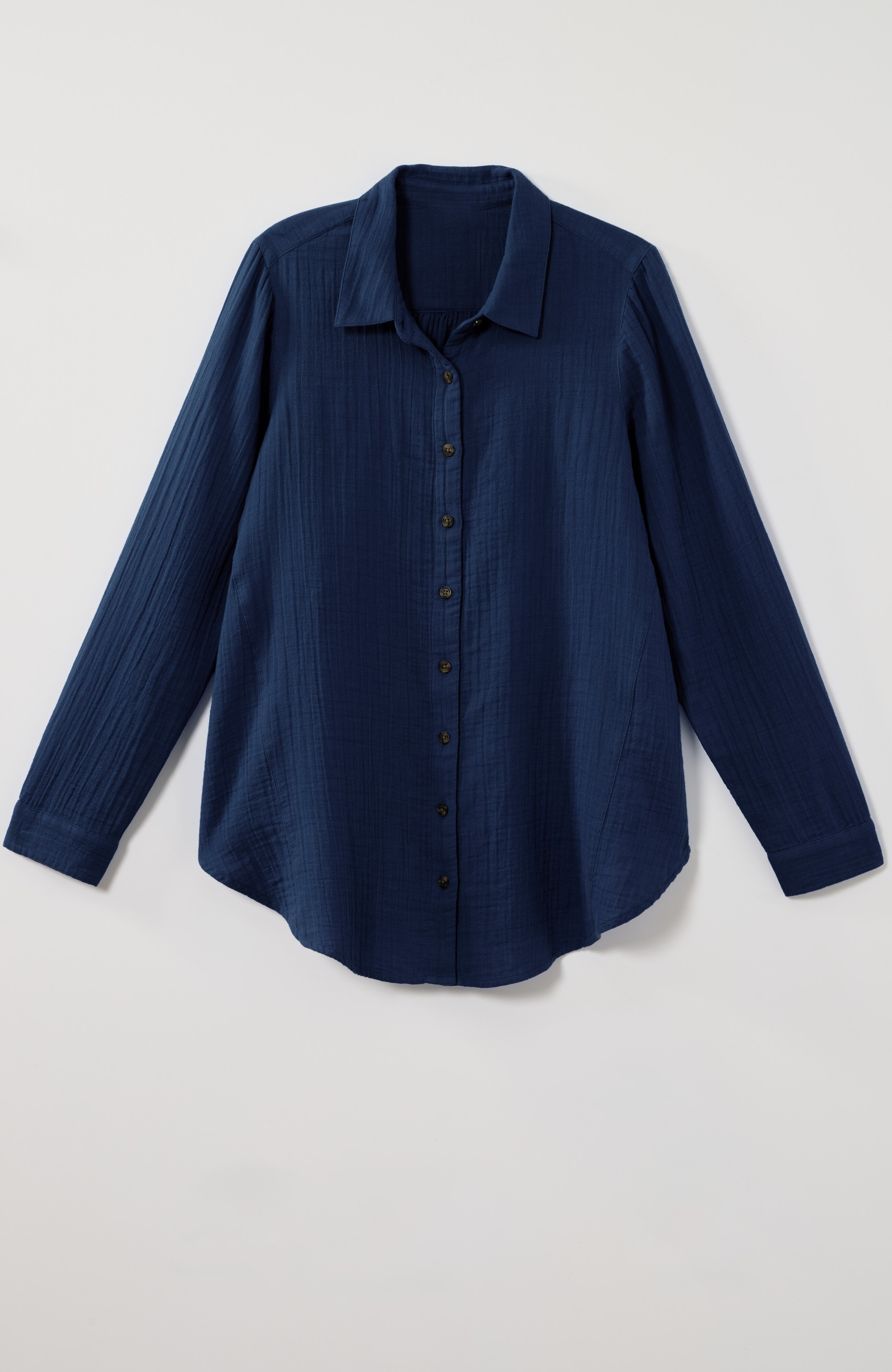 cotton-gauze button-front tunic