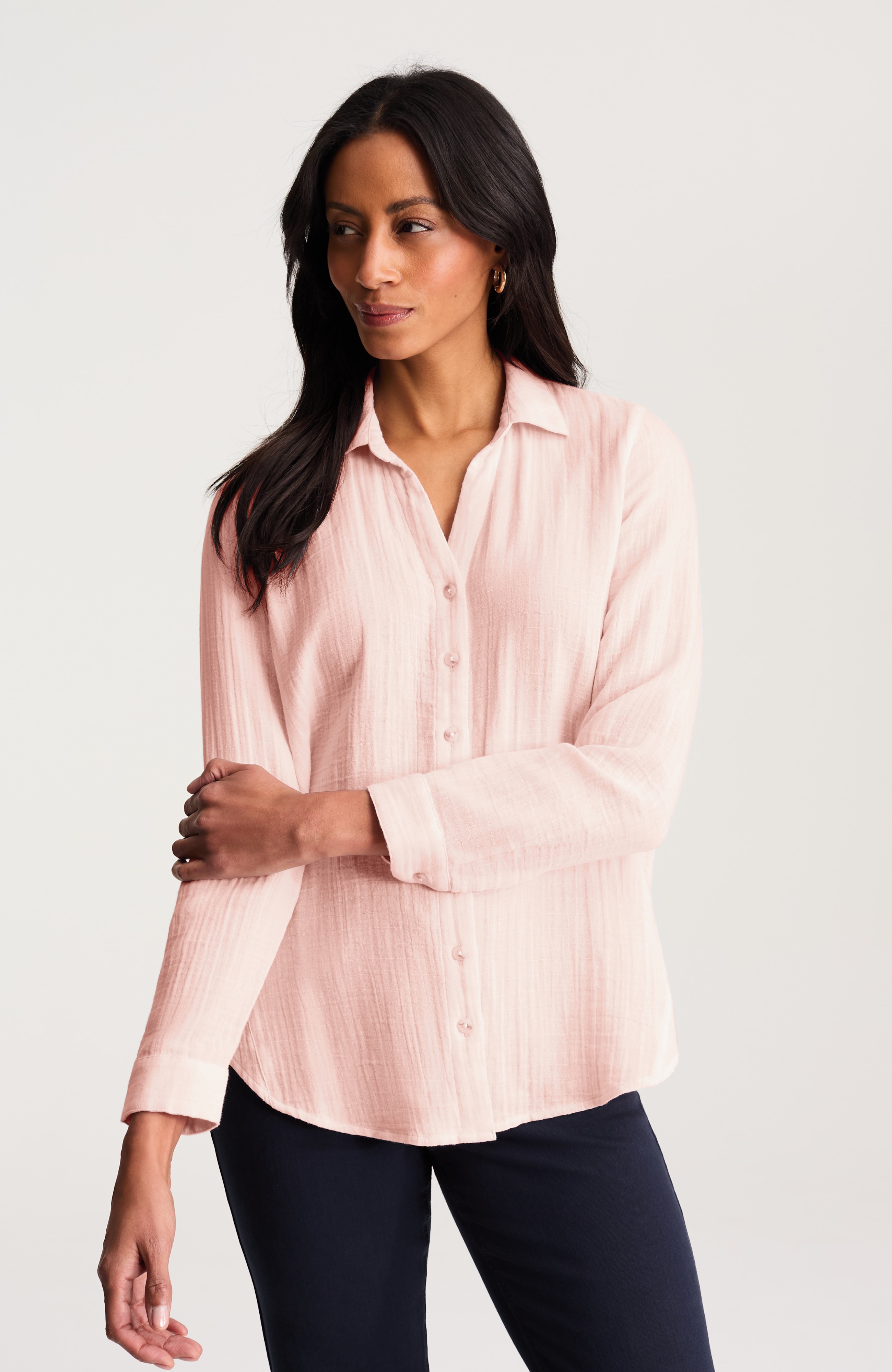 チュニック rosary moon  cotton gauze tunic THE TUNIC in WHITE & PINK & BLUE STRIPED GAUZE – Lisa Marie Fernandez