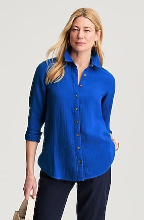 Image for Cotton-Gauze Button-Front Tunic