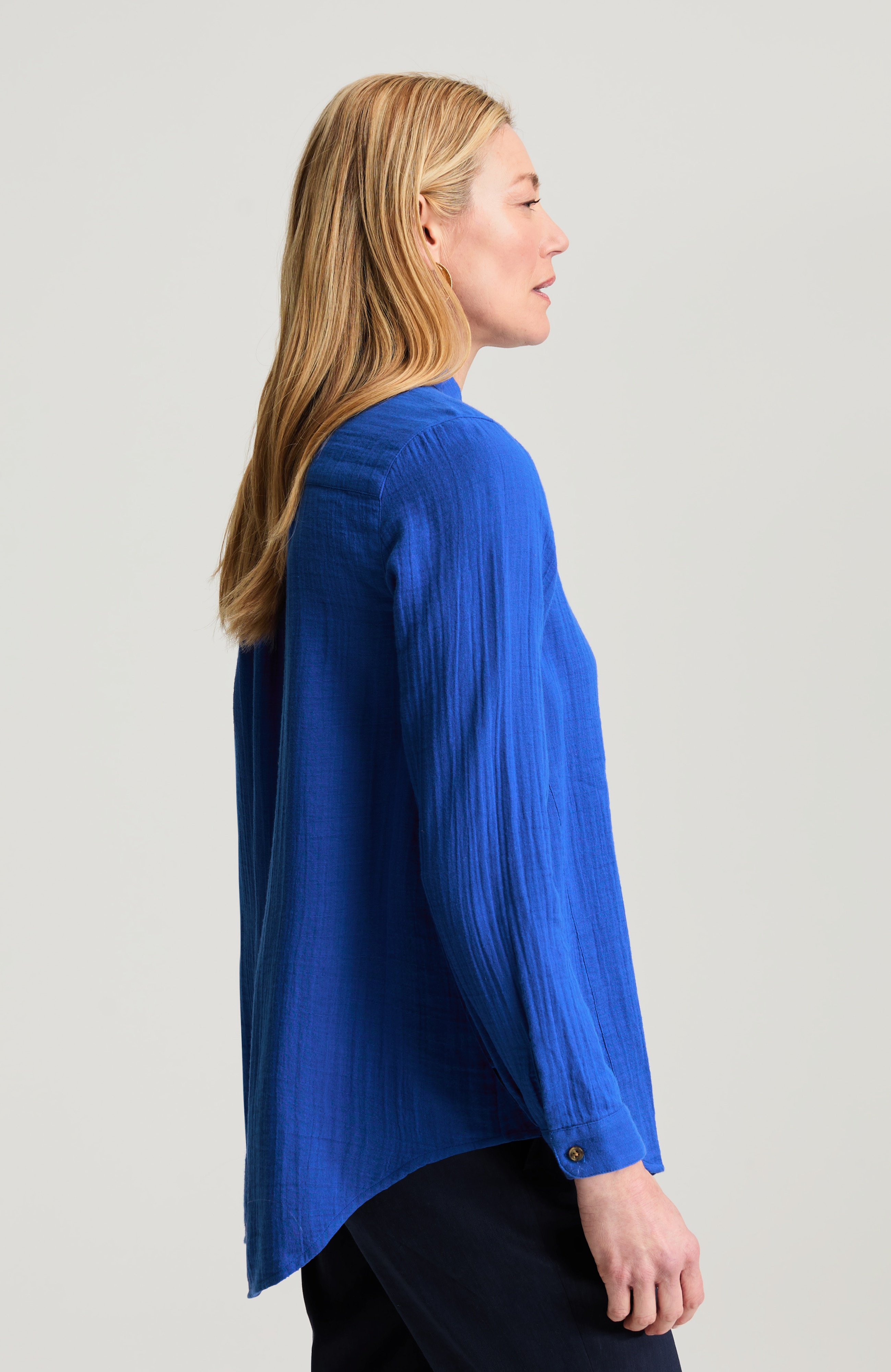COTTON-GAUZE BUTTON-FRONT TUNIC | JJill