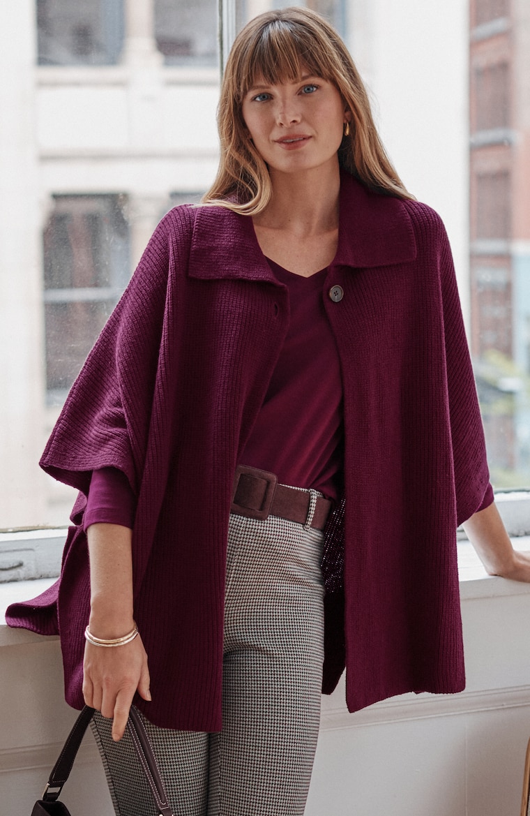Primary view of the button-front turtleneck ruana