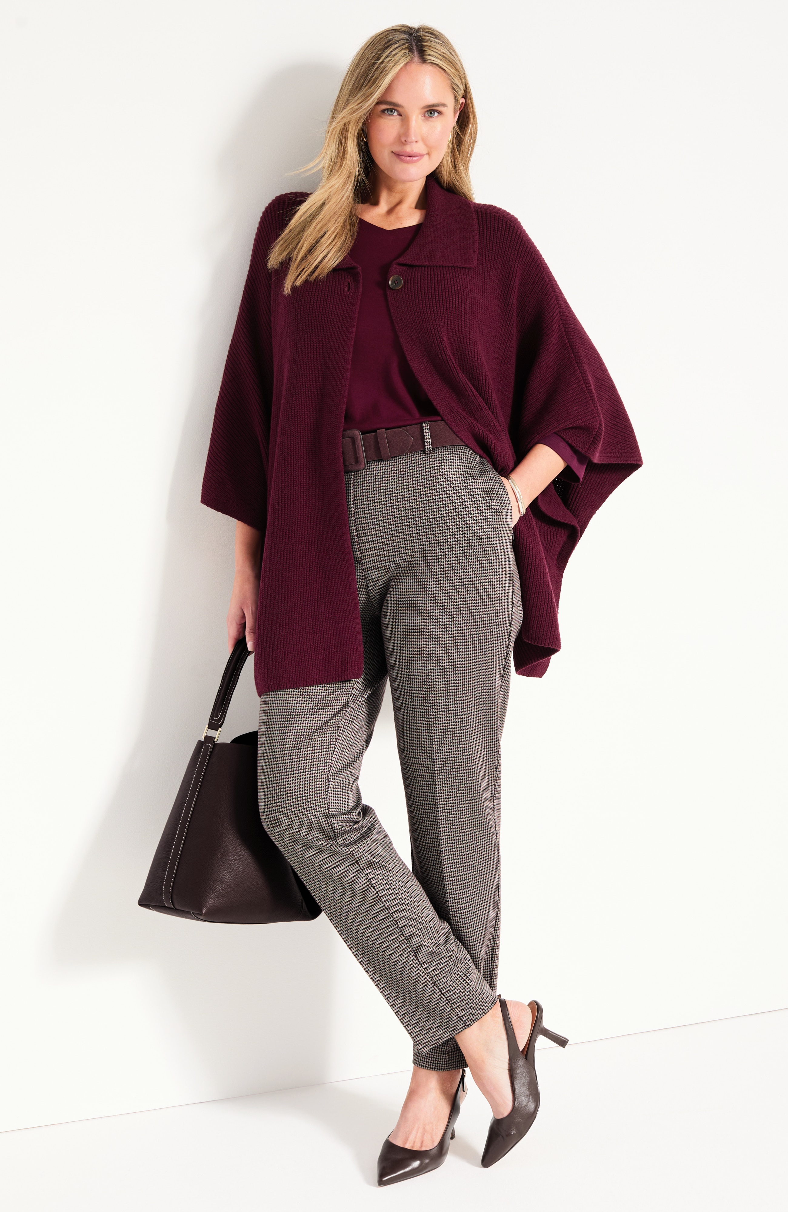 Button-Front Turtleneck Ruana