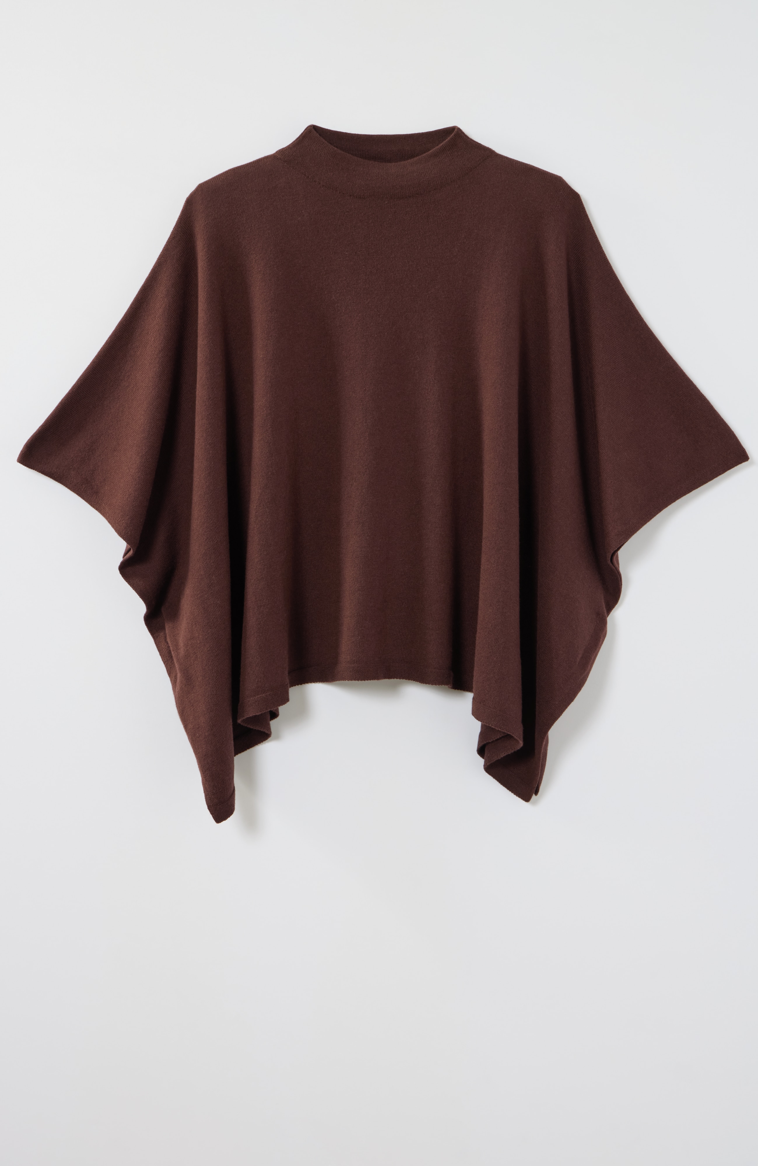 Cotton Cashmere Mock-Neck Poncho