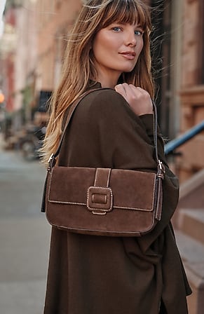 Image for Belted Suede Shoulder Bag