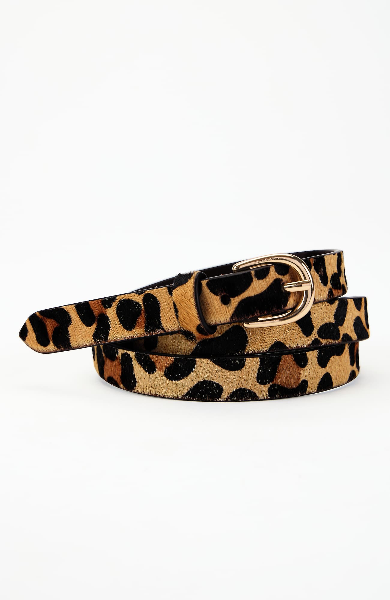 Jjill Leopard-printed Calf-hair Belt In Gingerbread Multi Leopard