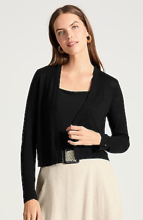 Image for Linen-Blend Open-Front Cardi