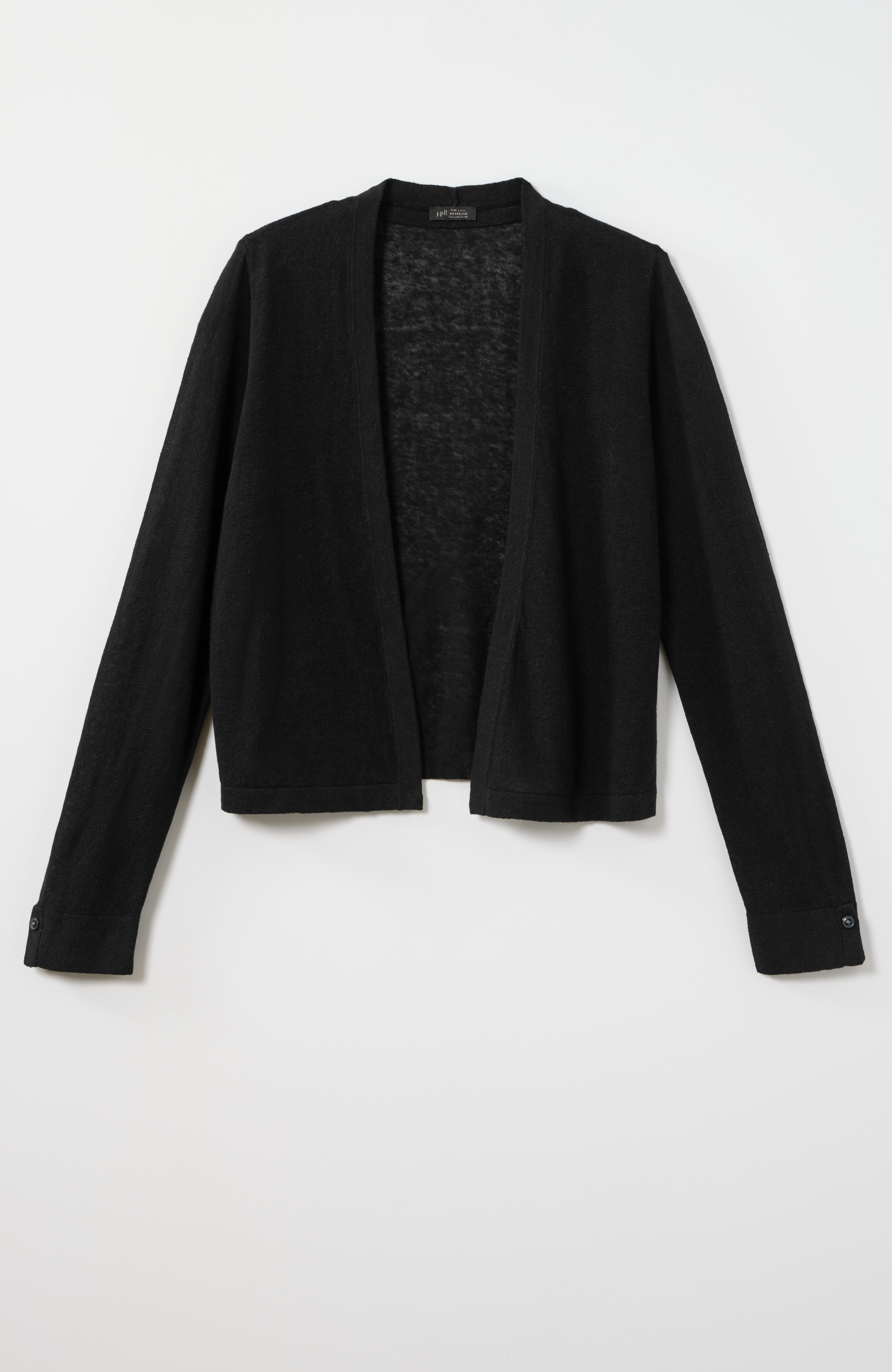 linen-blend open-front cardi