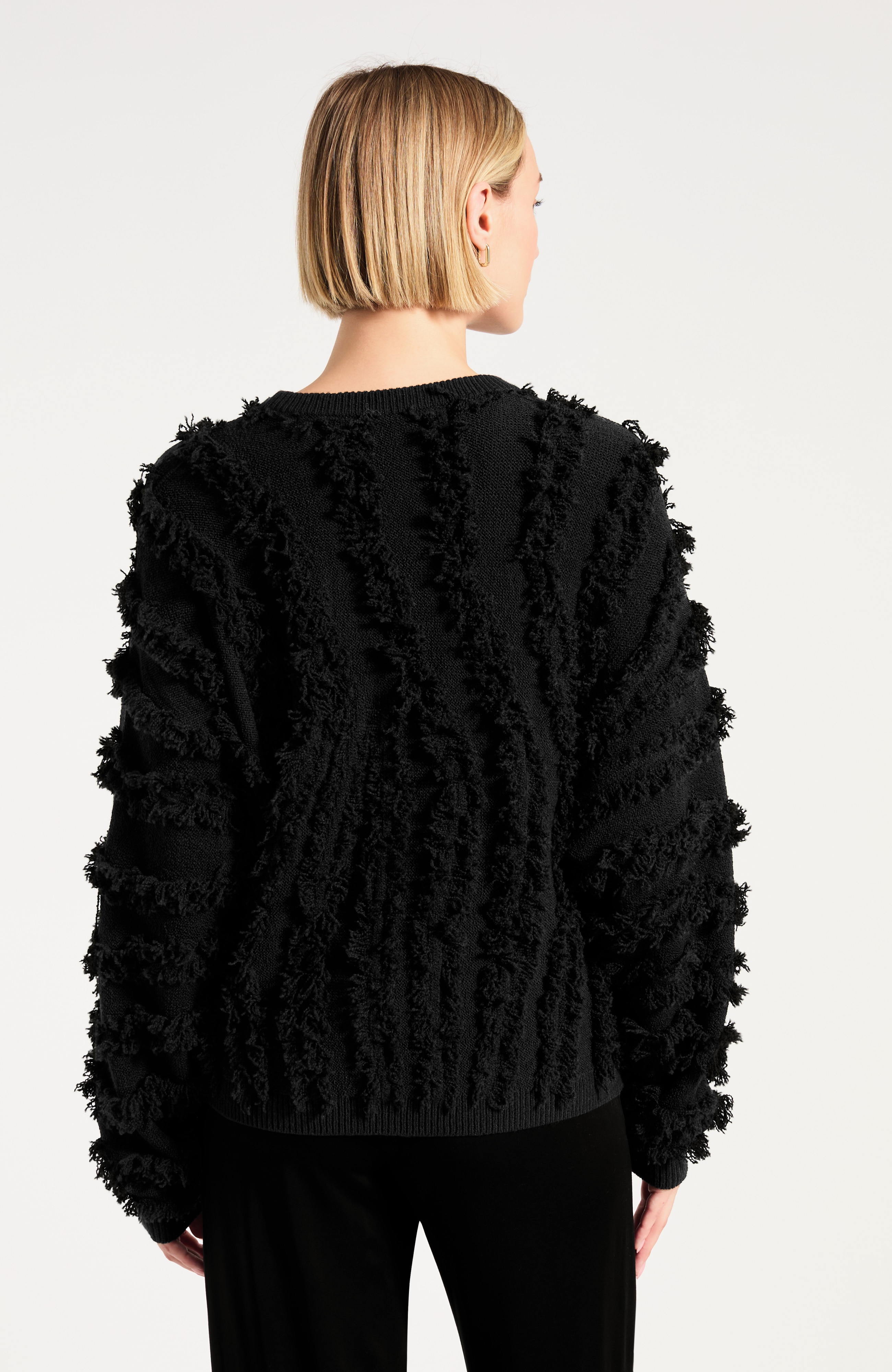Pure Jill Fringed Jacquard Sweater
