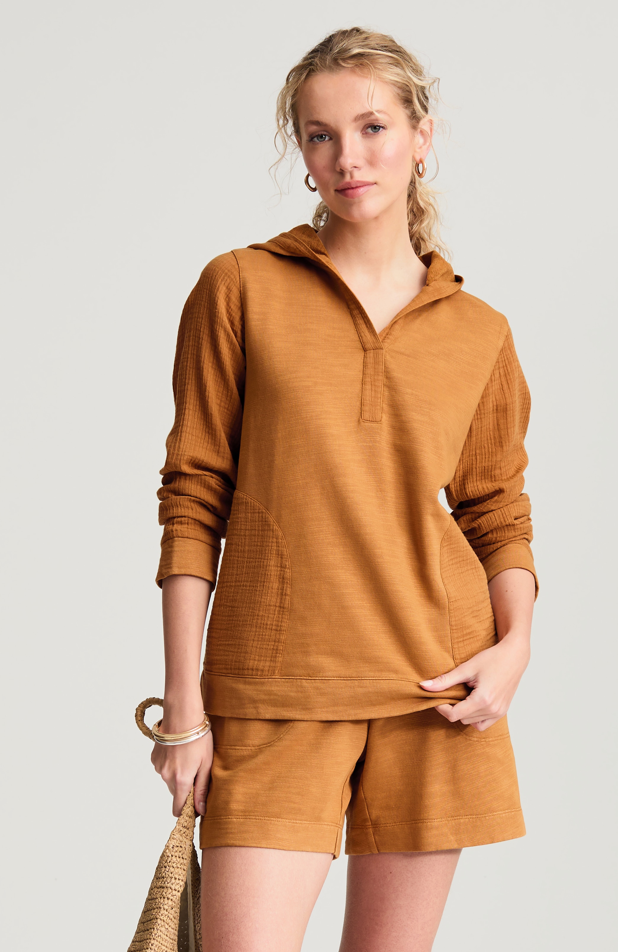 pure jill mixed-media hoodie