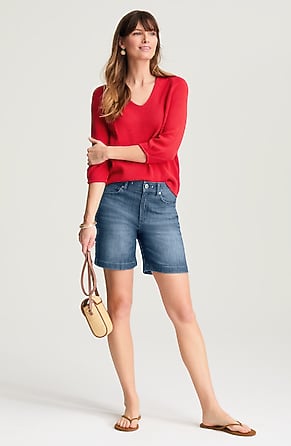 Image for Lightweight Denim Tie-Waist Shorts