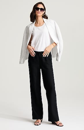 Image for Linen Drawstring Wide-Leg Pants