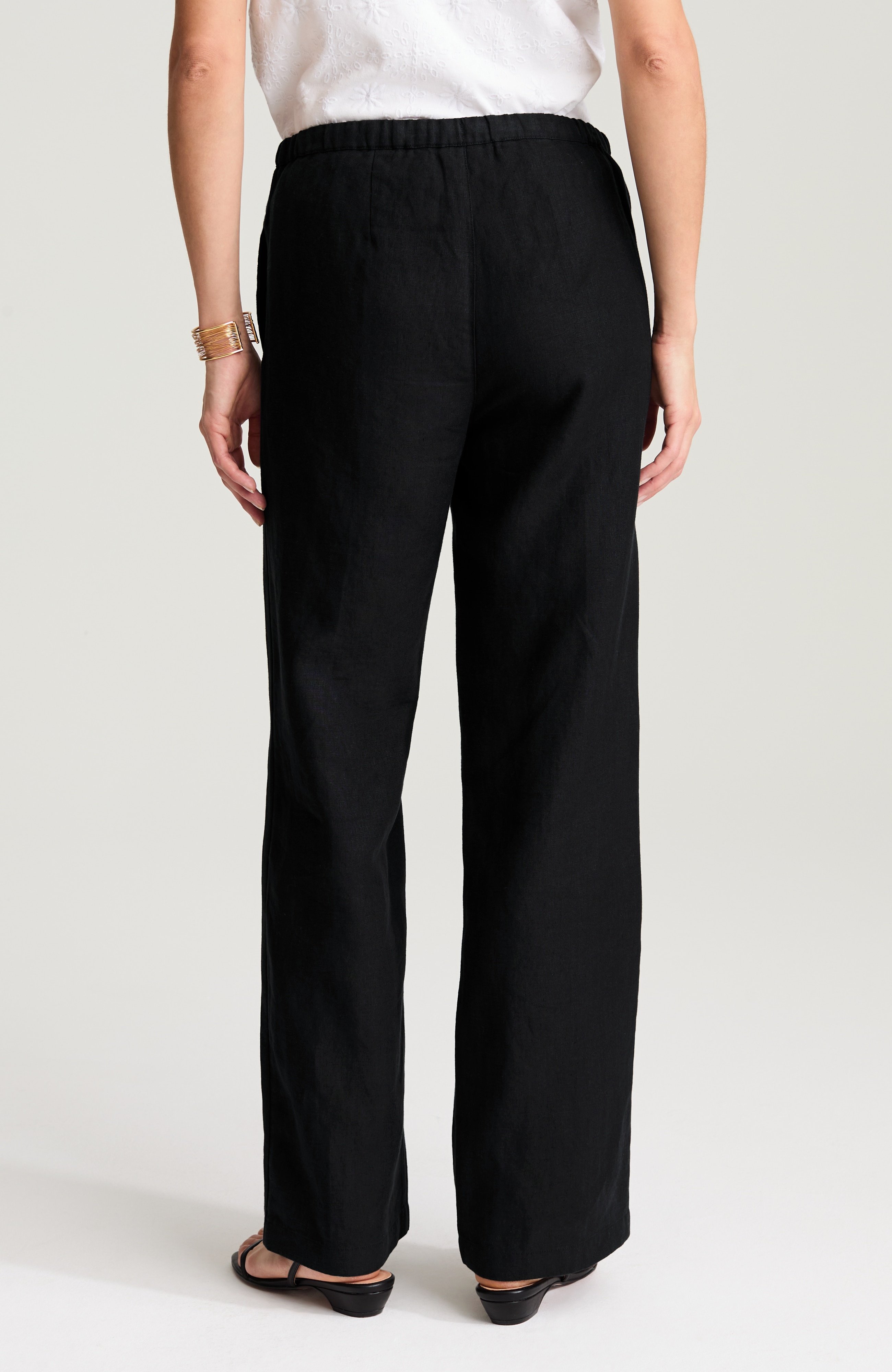 linen drawstring wide-leg pants