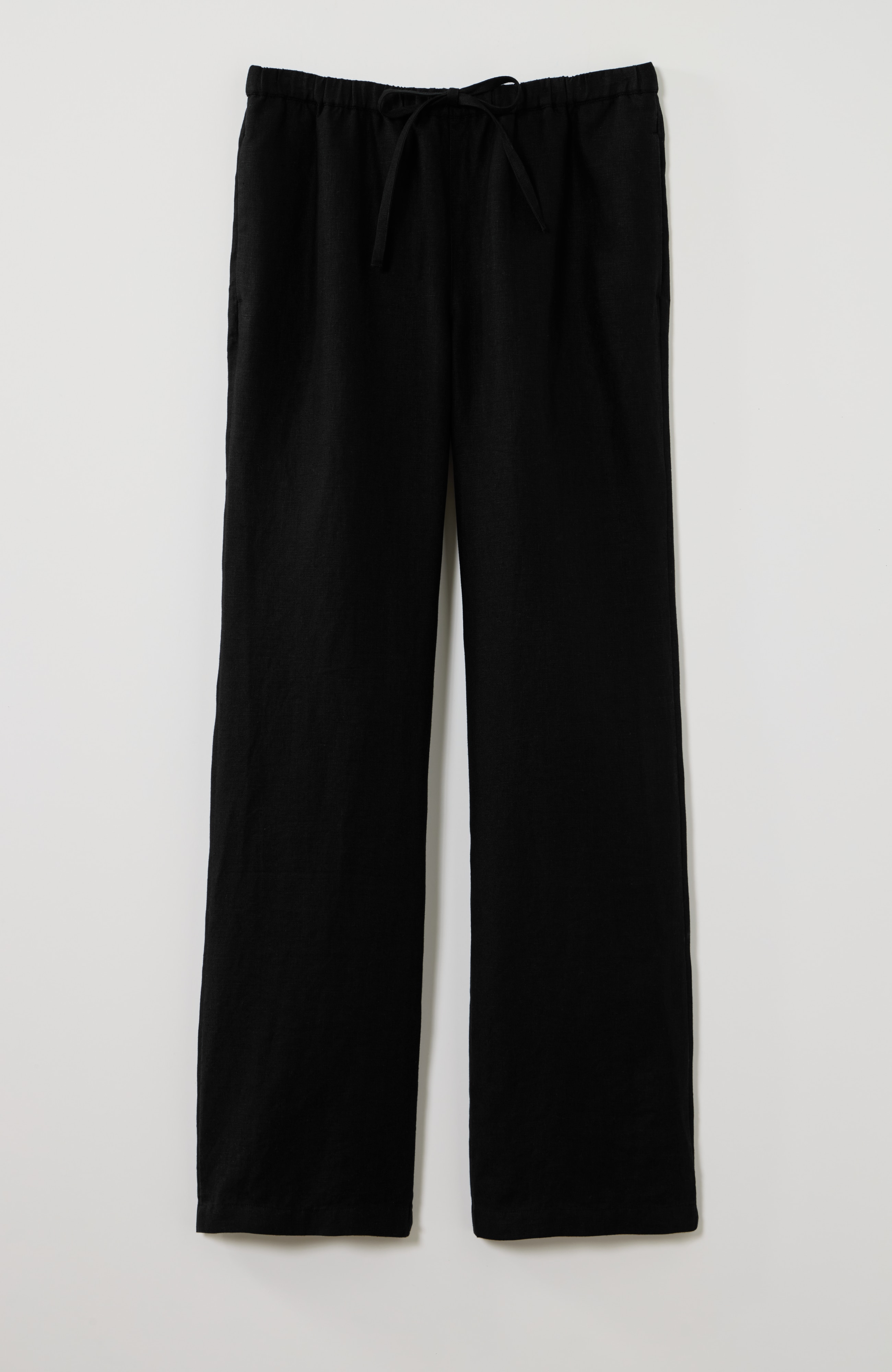 linen drawstring wide-leg pants