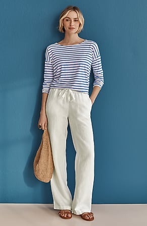Image for Linen Drawstring Wide-Leg Pants