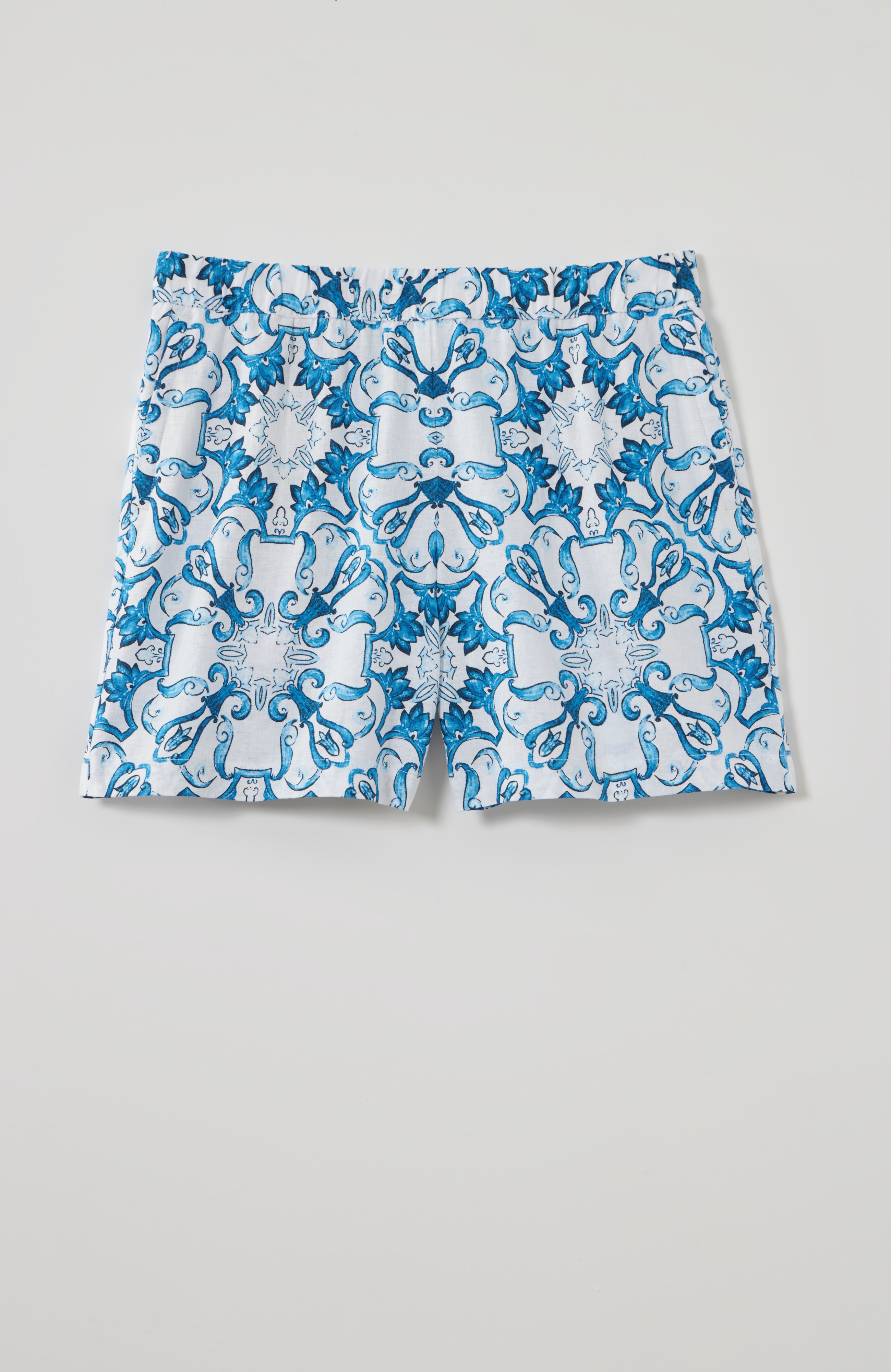 printed linen shorts