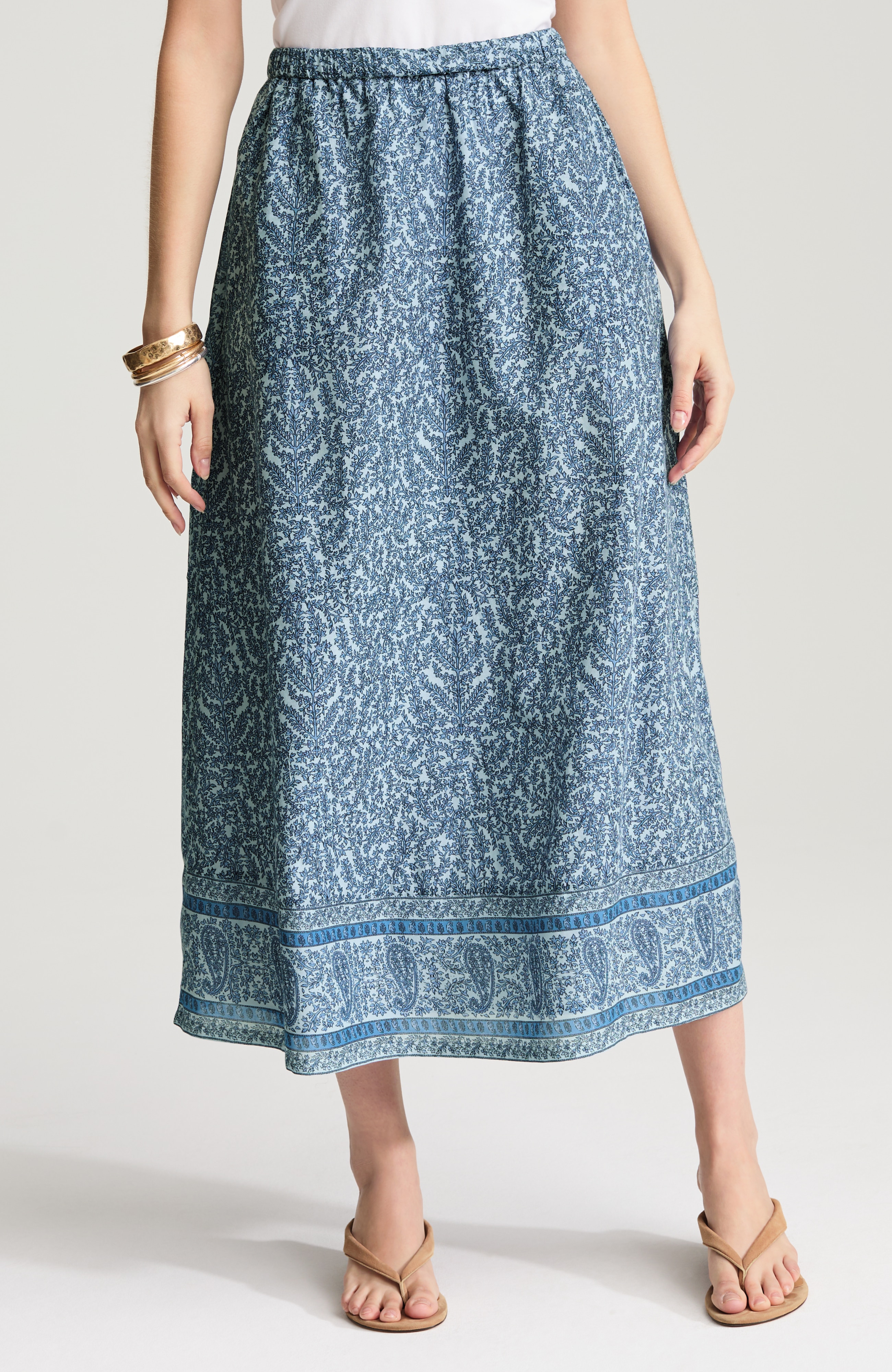 pure jill cotton voile printed skirt