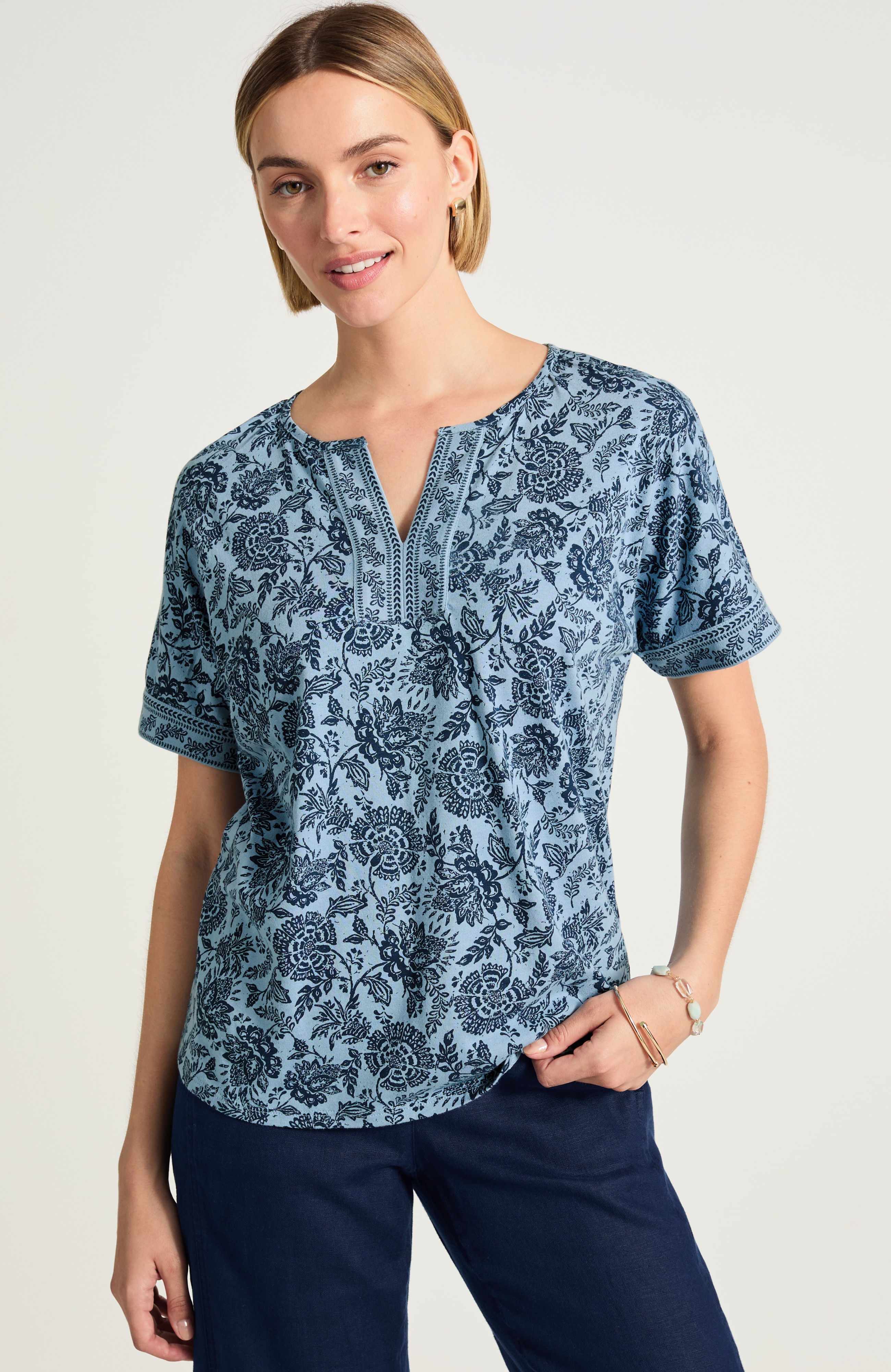 pure jill border-printed tee