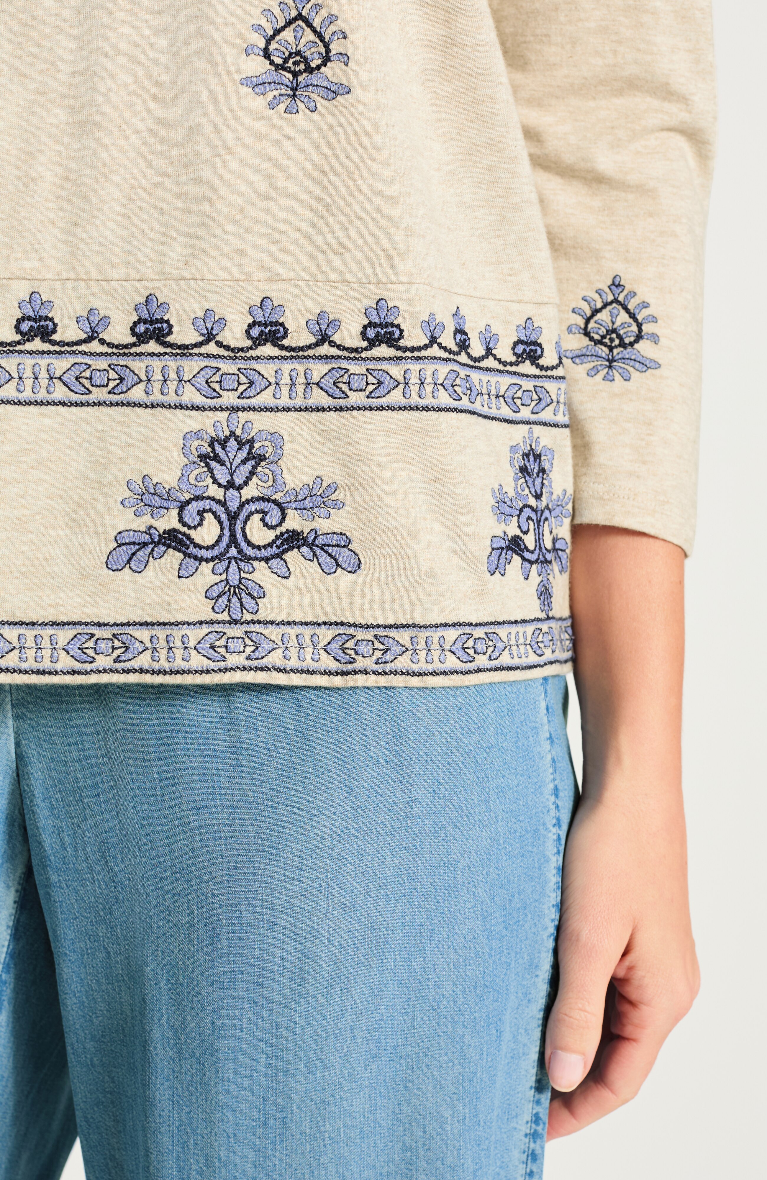pure jill embroidered tee