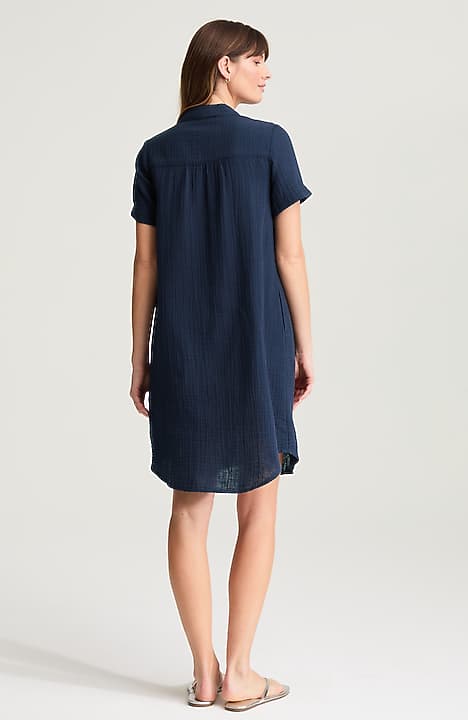 short sleeve popover dress COTTON-GAUZE POPOVER DRESS