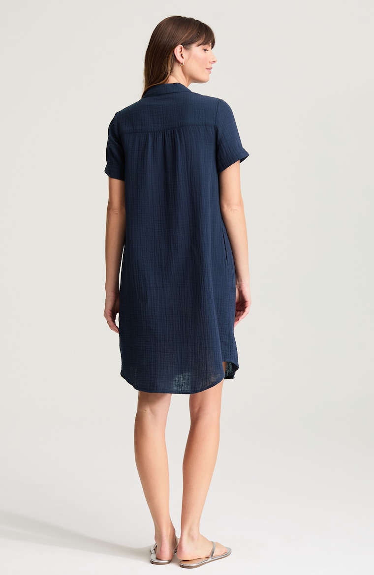 COTTON-GAUZE POPOVER DRESS | JJill COTTON-GAUZE POPOVER DRESS | JJill