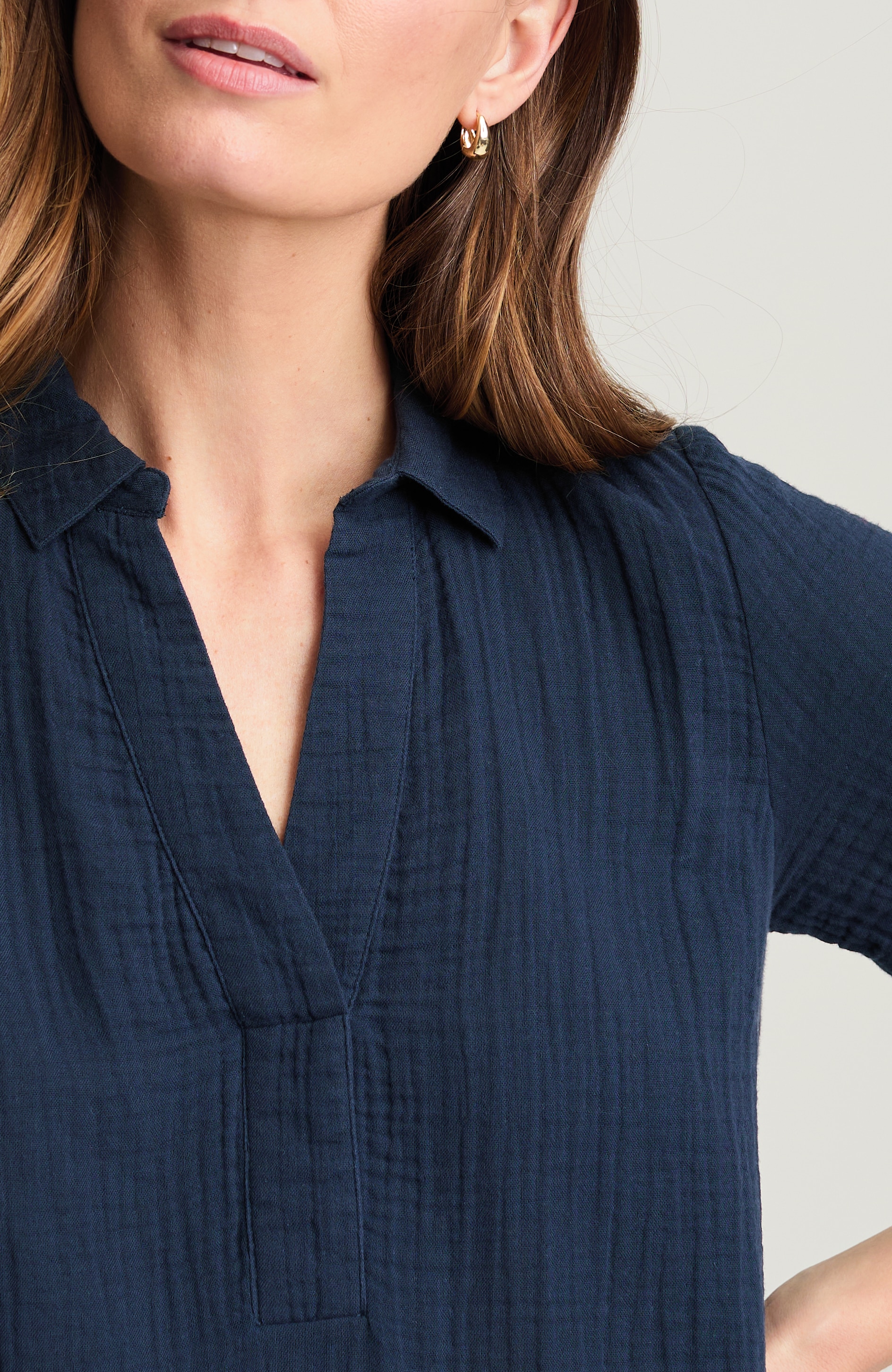 Cotton-Gauze Popover Dress | JJill