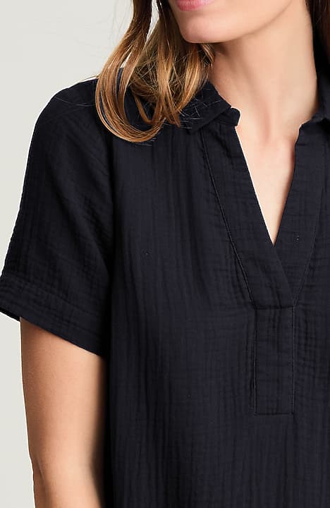 short sleeve gauze popover dress COTTON-GAUZE POPOVER DRESS
