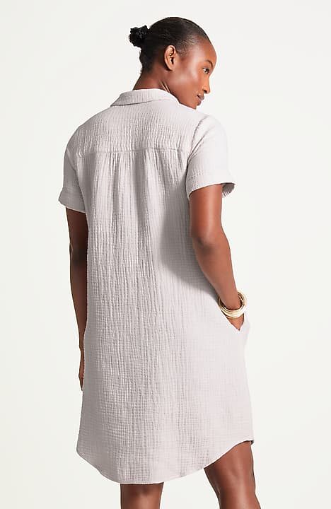 short sleeve popover dress COTTON-GAUZE POPOVER DRESS