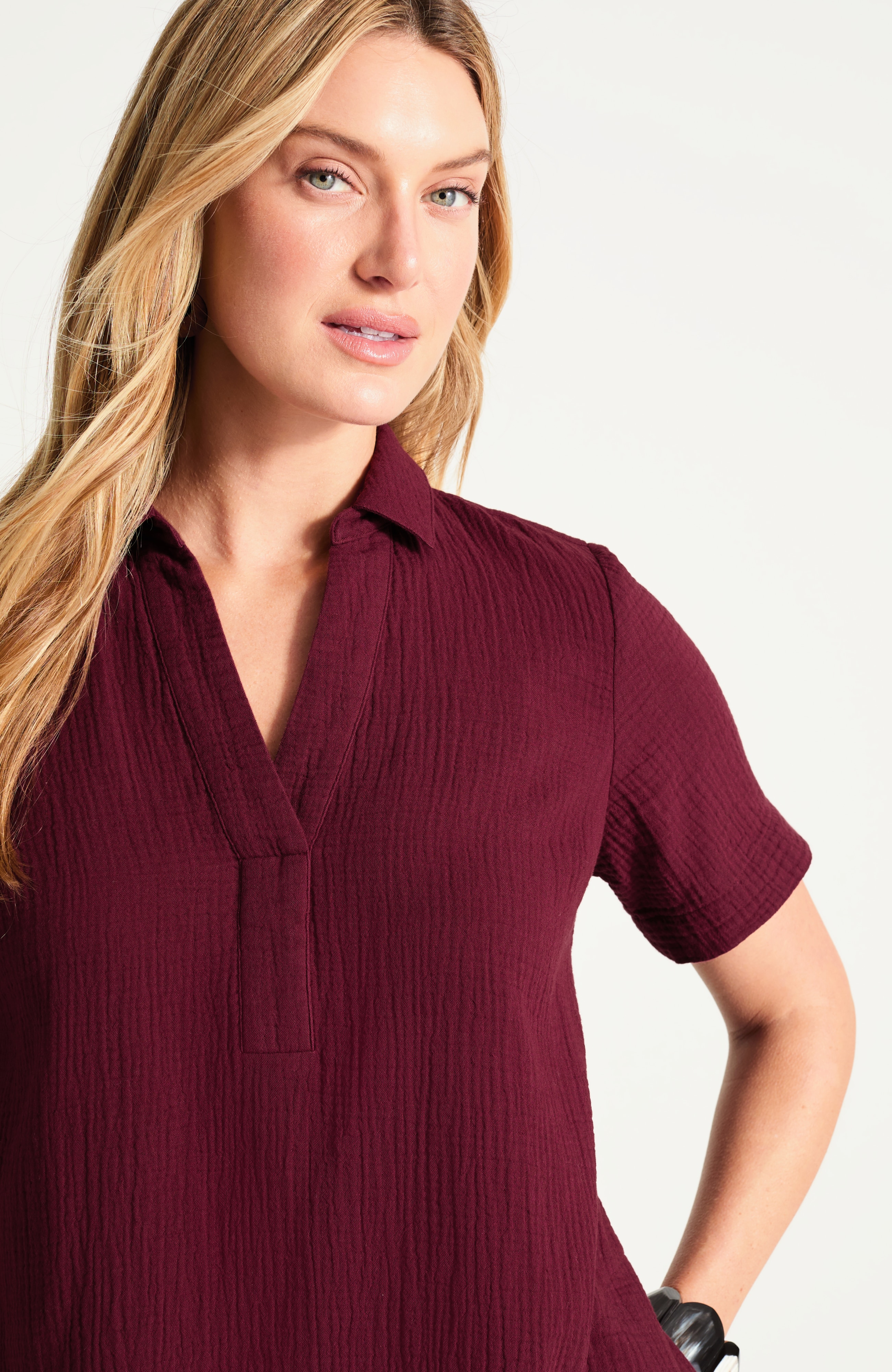Cotton-Gauze Popover Dress