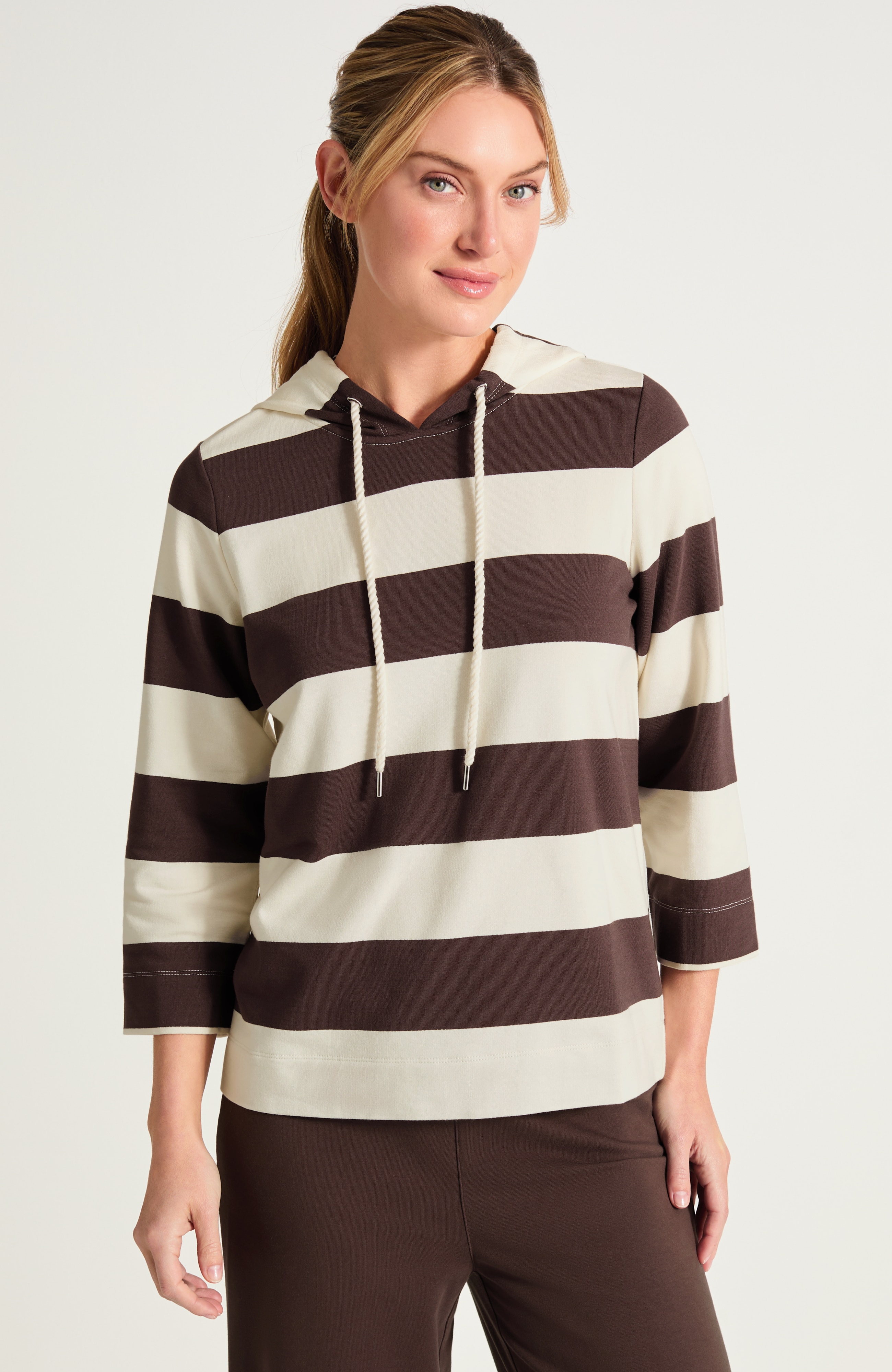 Fit Rugby-Striped Hoodie