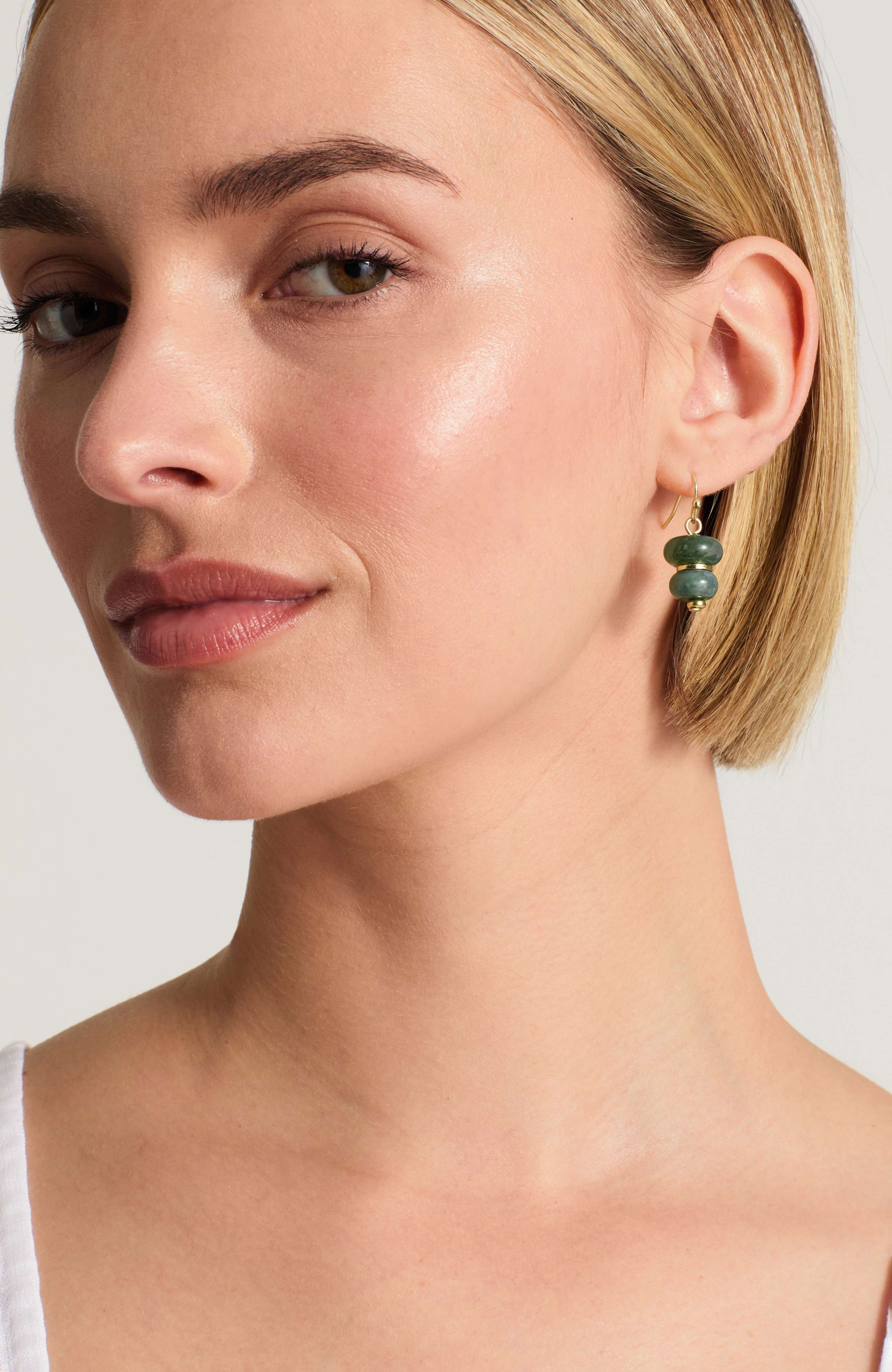 moss agate beaded earrings