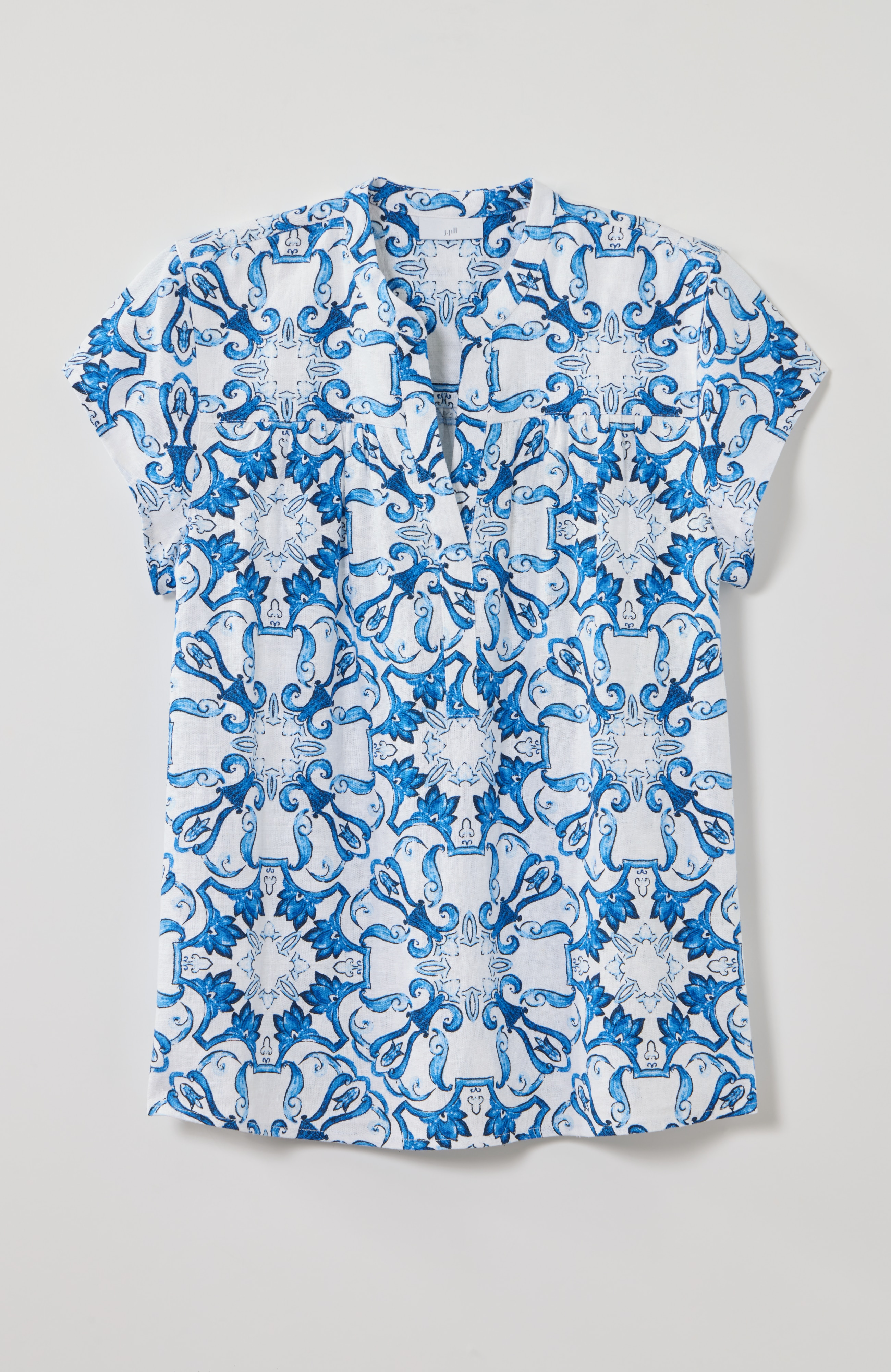 linen-blend printed top
