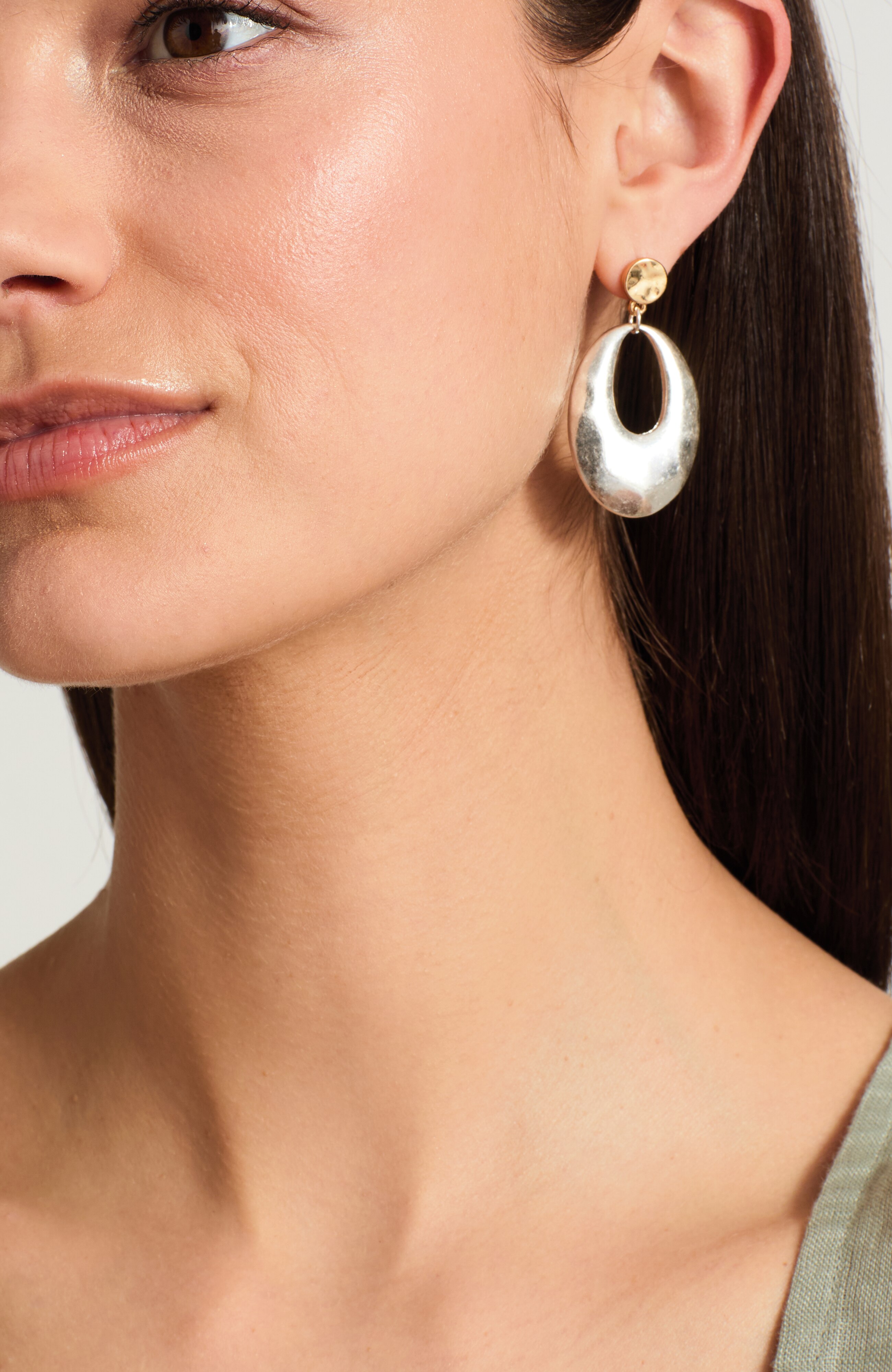 mixed-metal drop earrings