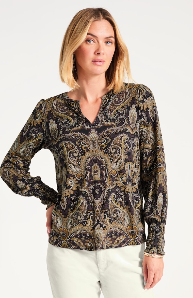 Primary view of the smocked-cuff top