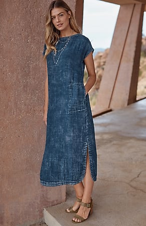 Image for Pure Jill Double-Cloth Indigo Dress