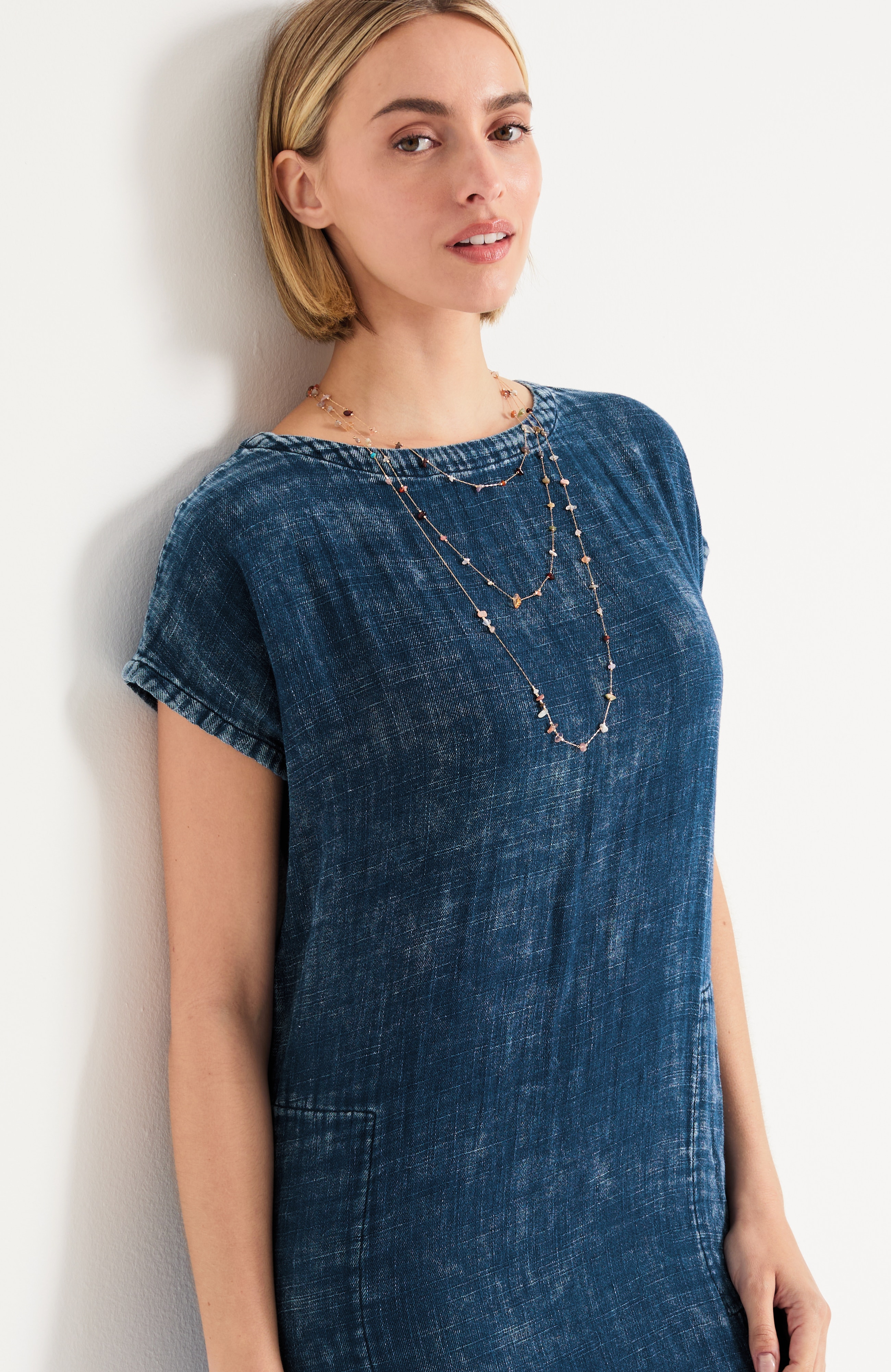 Pure Jill Double-Cloth Indigo Dress
