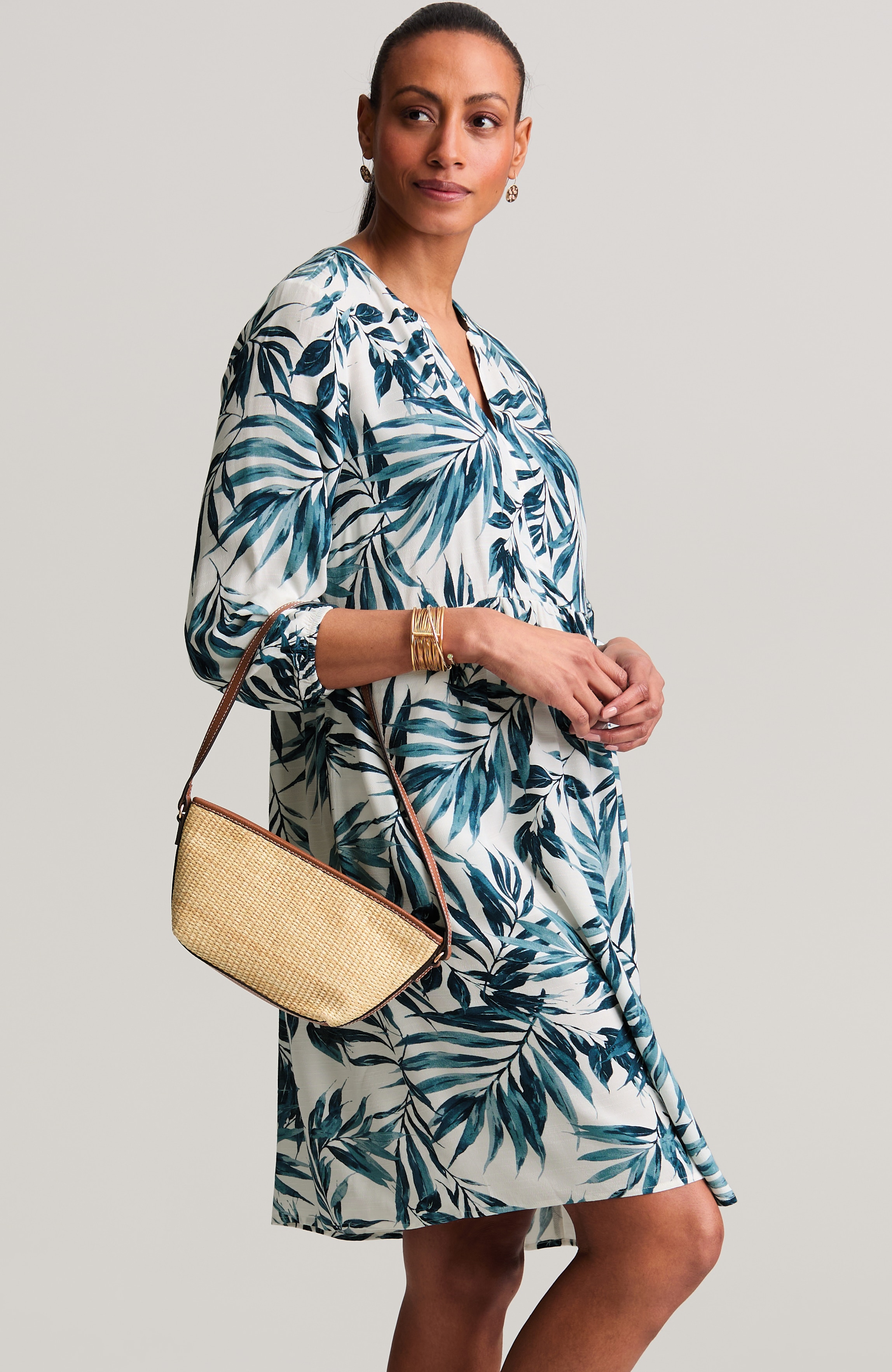 split-neck a-line dress