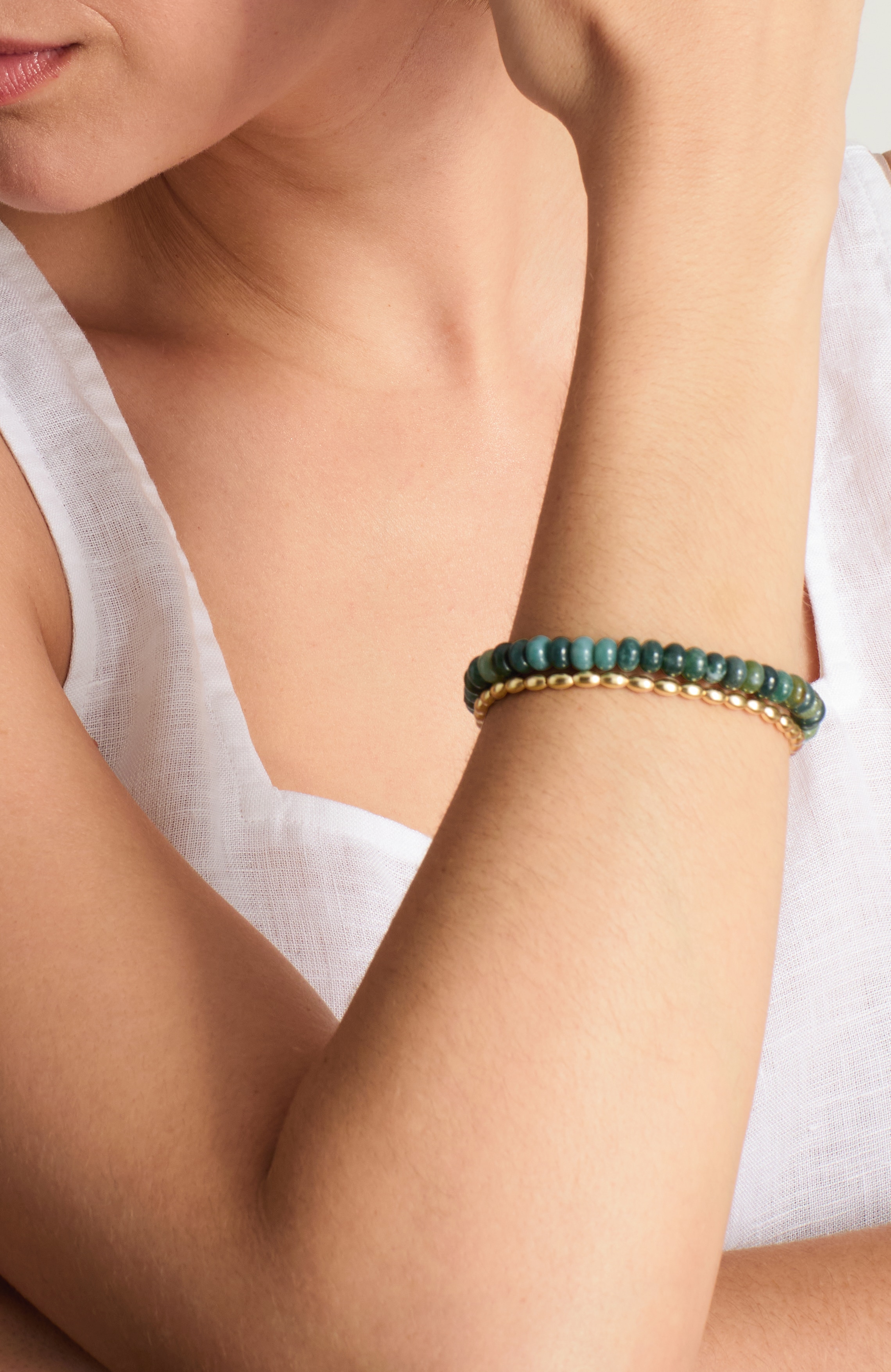 moss agate stretch bracelet