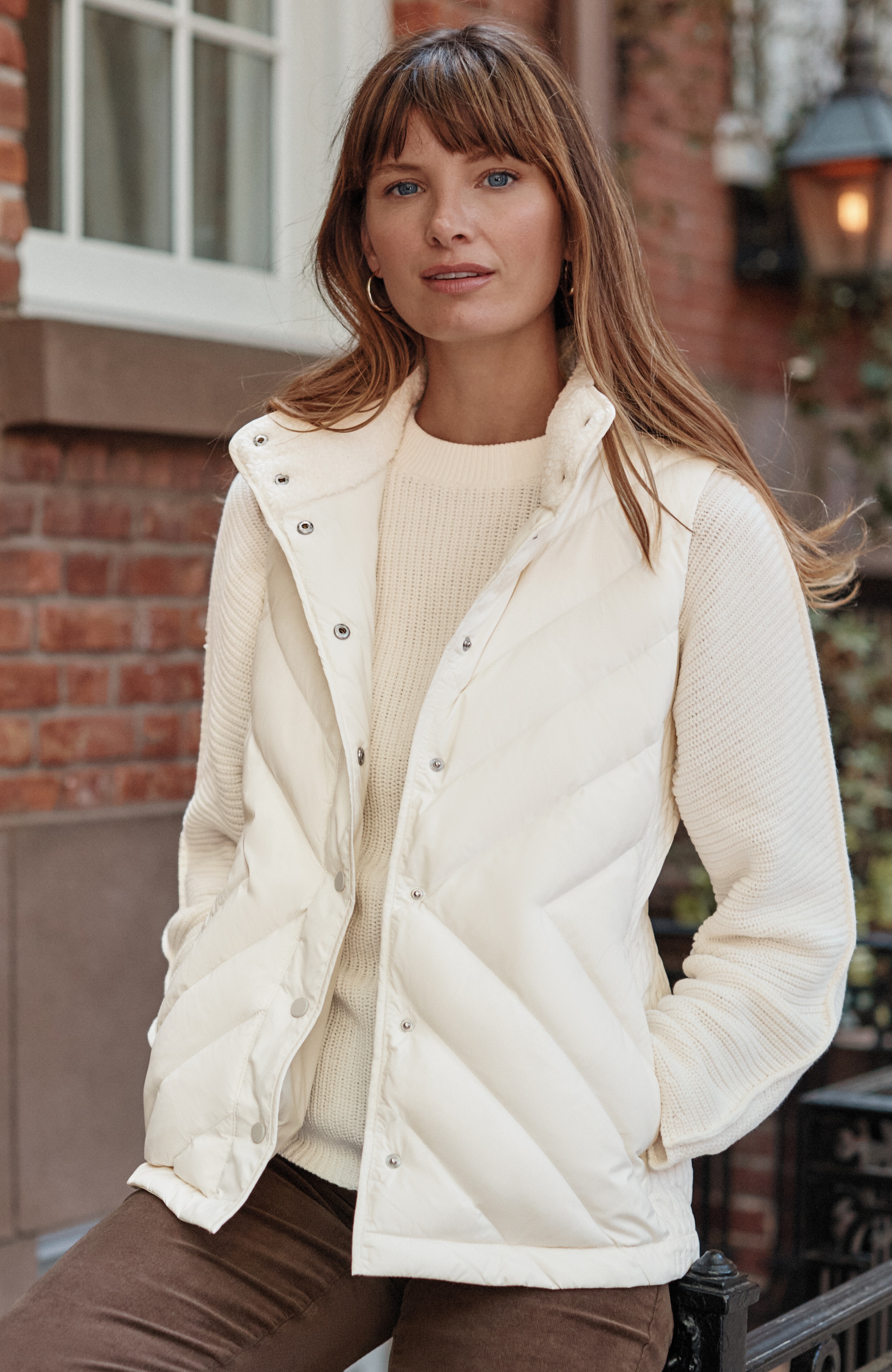 Faux Sherpa-Collar Down Vest