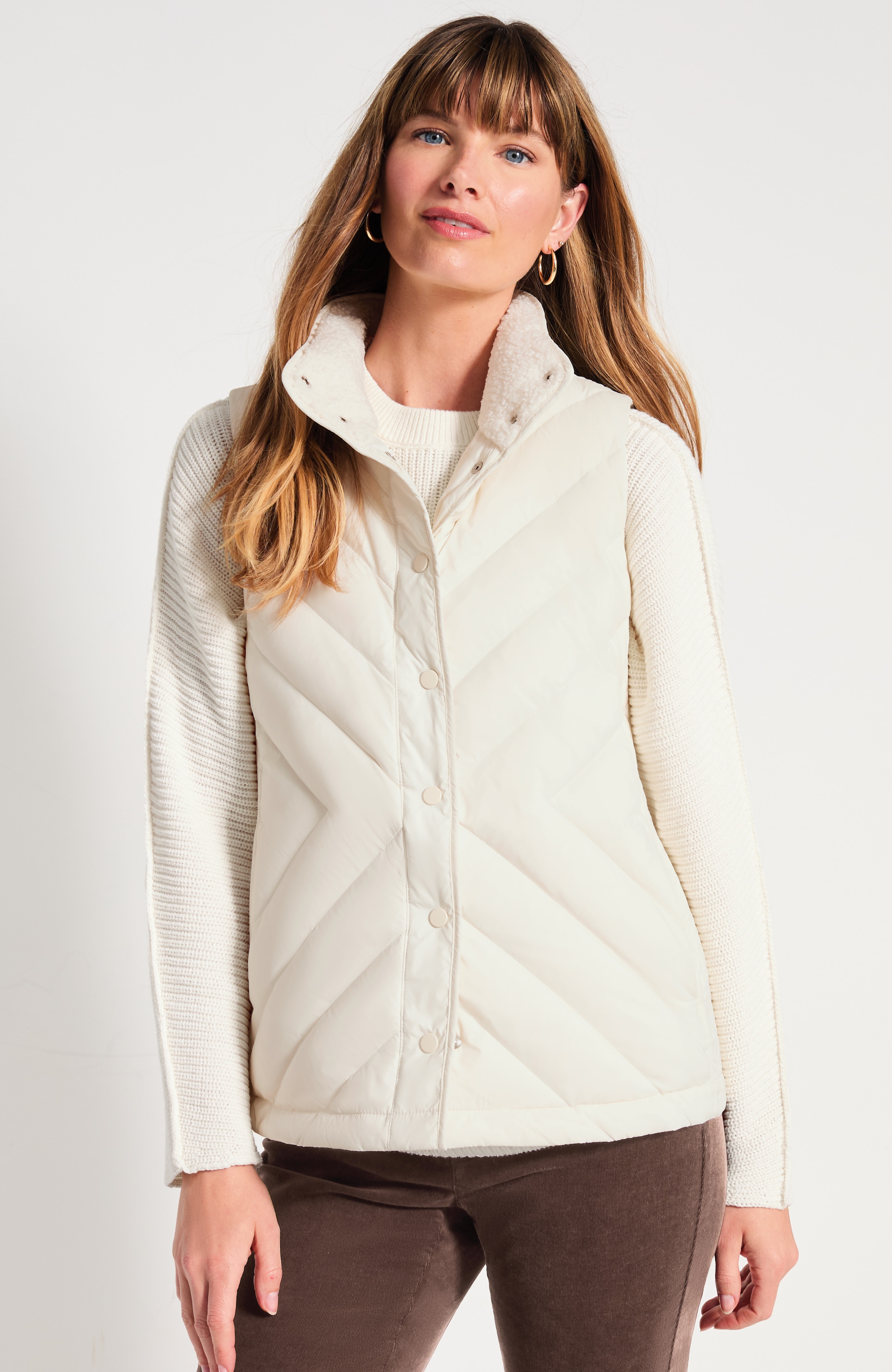 Faux Sherpa-Collar Down Vest