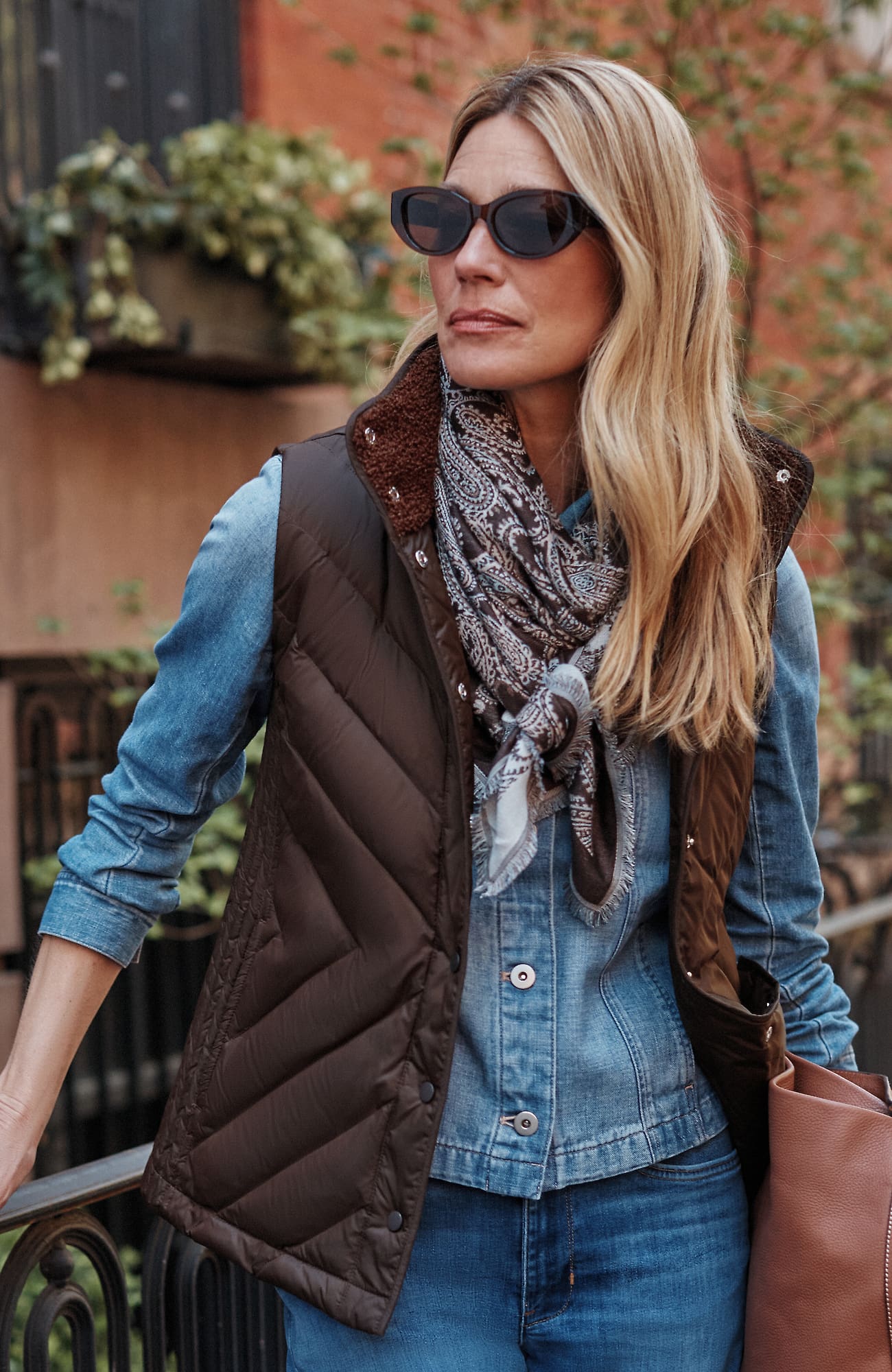 Jjill Plus Size Faux Sherpa-collar Down Vest In Molasses