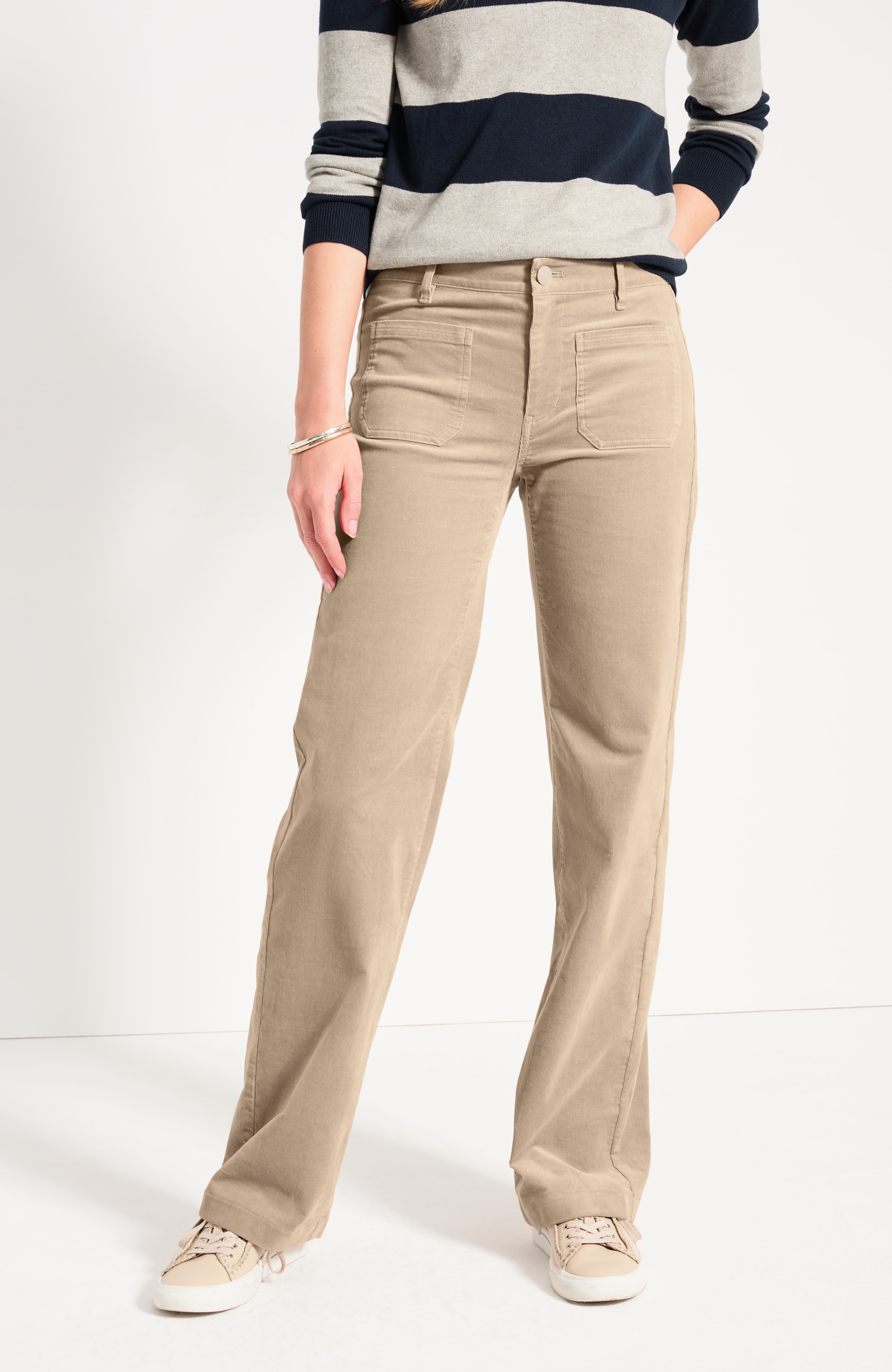 Patch-Pocket Wide-Leg Cord