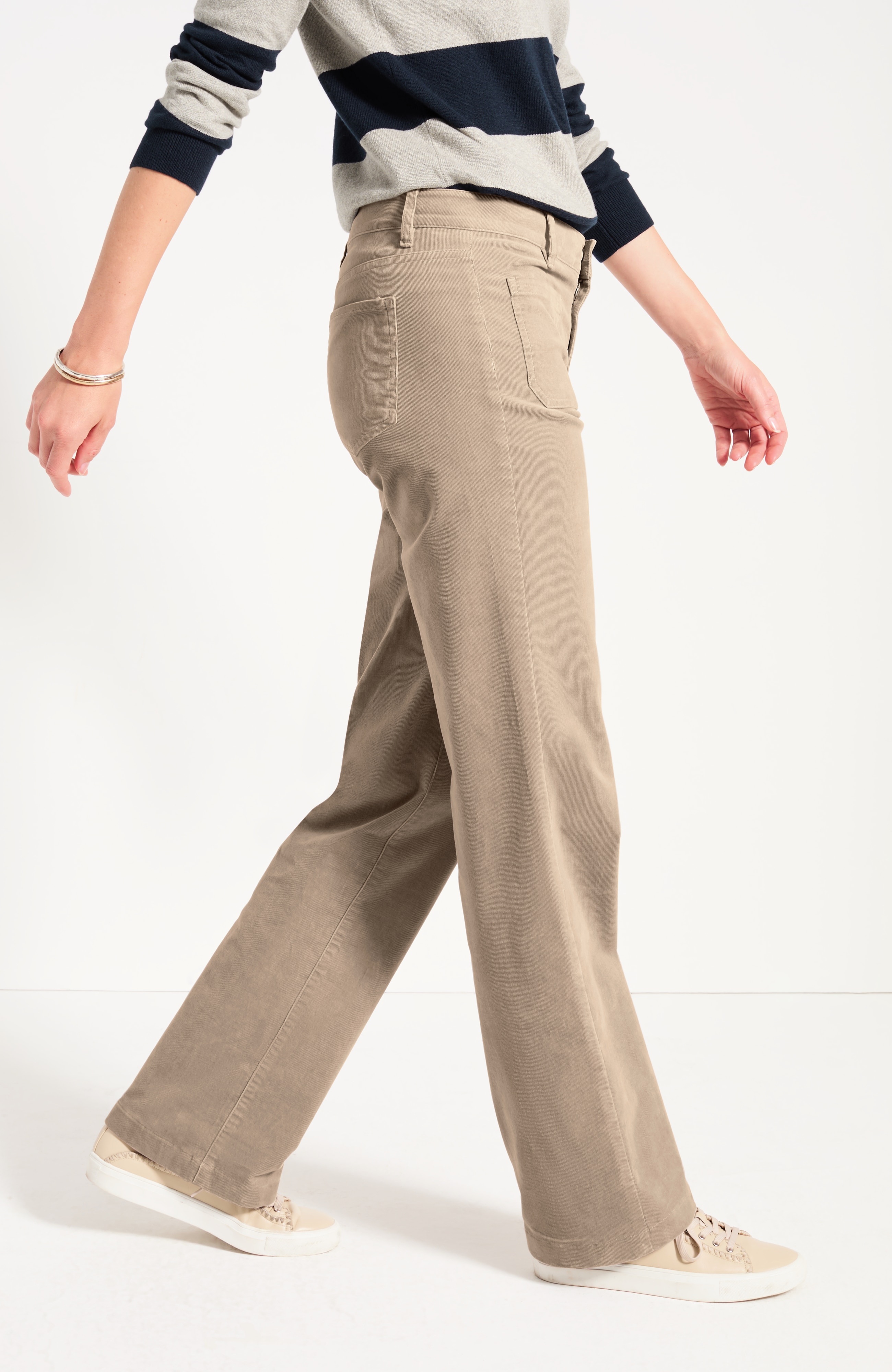 Patch-Pocket Wide-Leg Cord